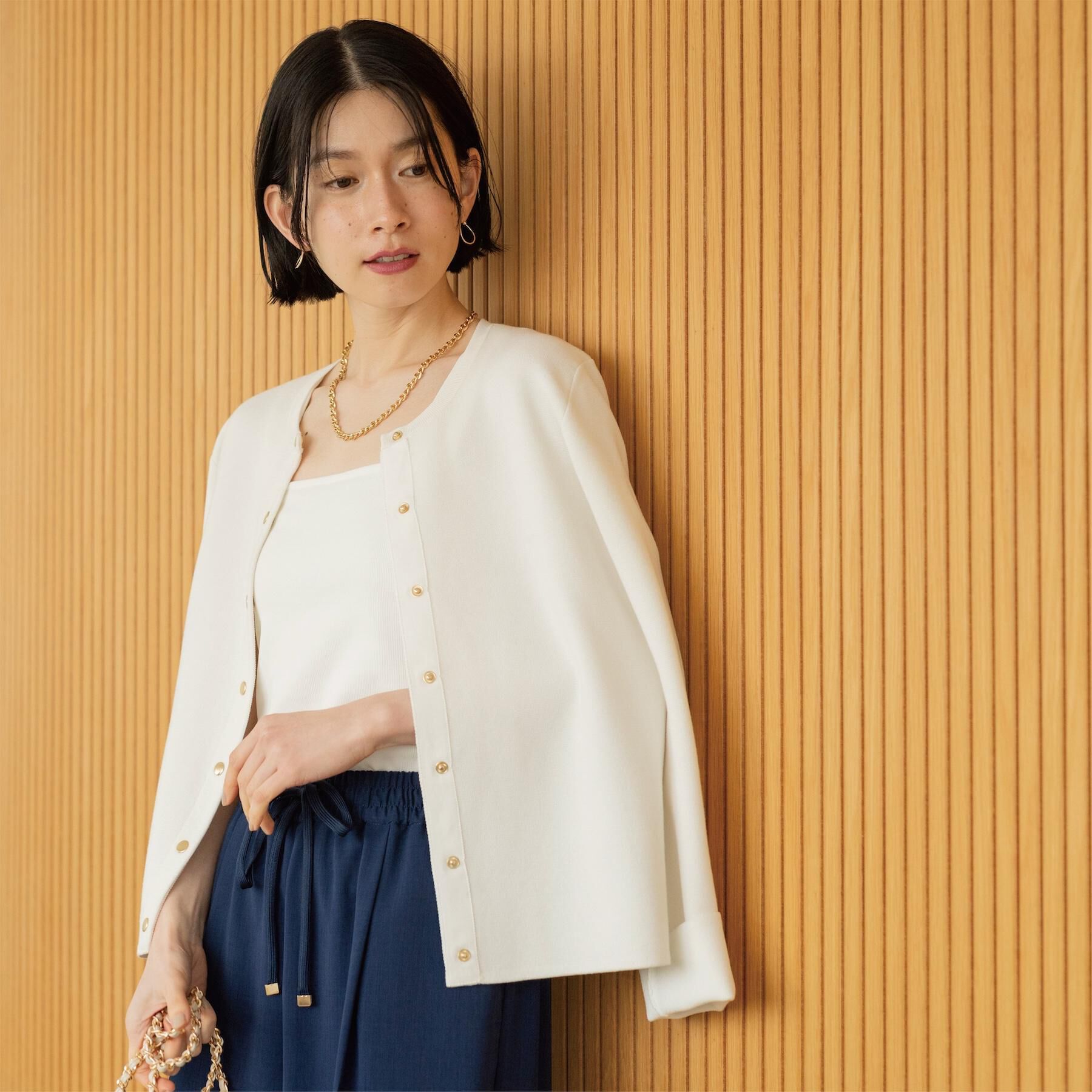 OPAQUE.CLIP「スナップボタンニットカーディガン【洗濯機OK/抗ピル】」|カーディガン|