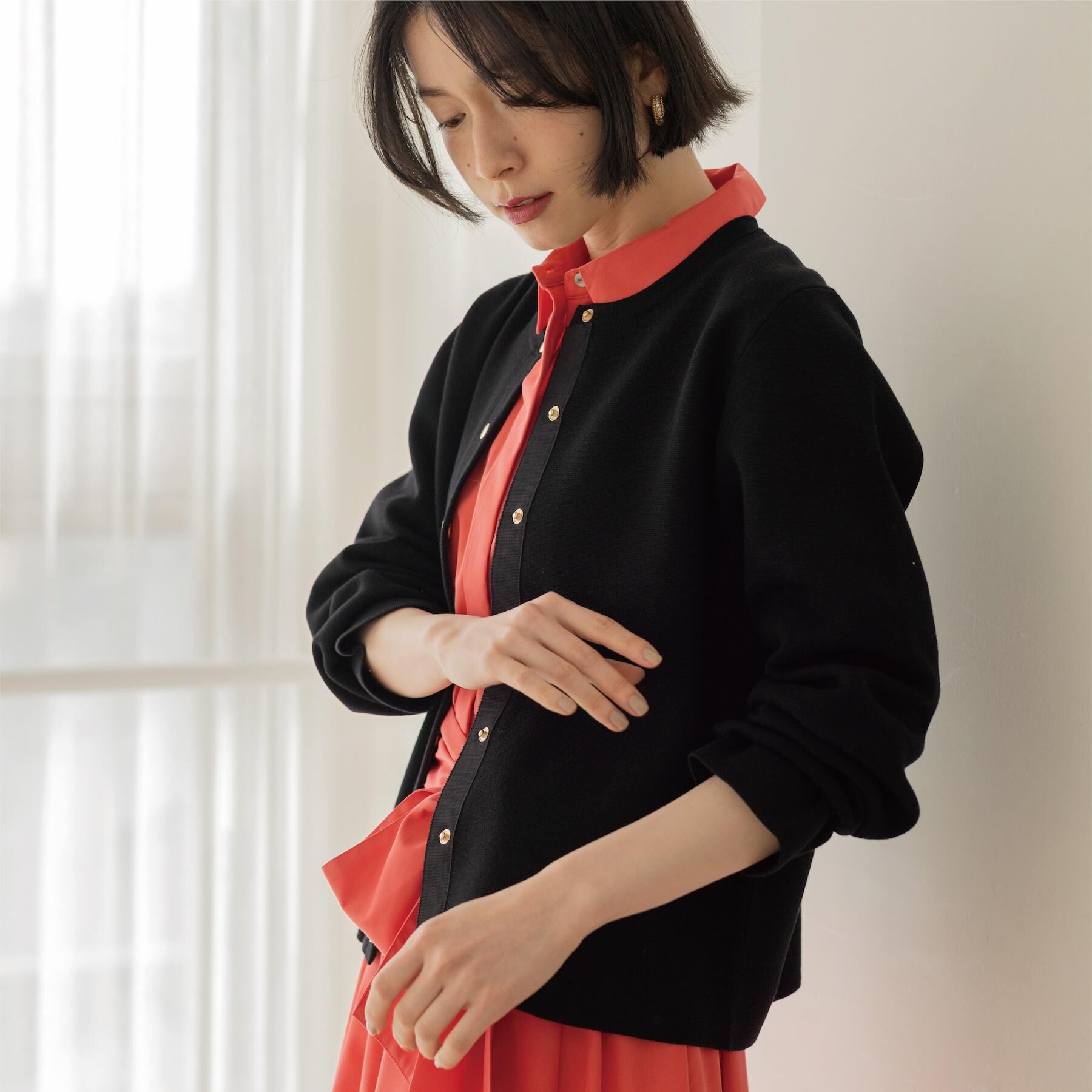 OPAQUE.CLIP「スナップボタンニットカーディガン【洗濯機OK/抗ピル】」|カーディガン|