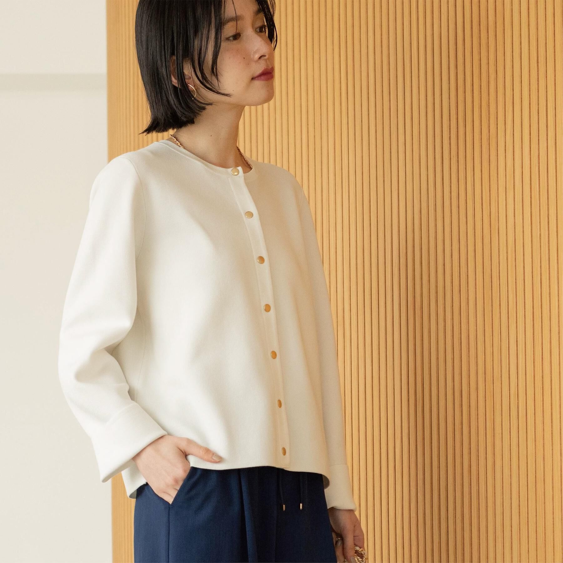 OPAQUE.CLIP「スナップボタンニットカーディガン【洗濯機OK/抗ピル】」|カーディガン|