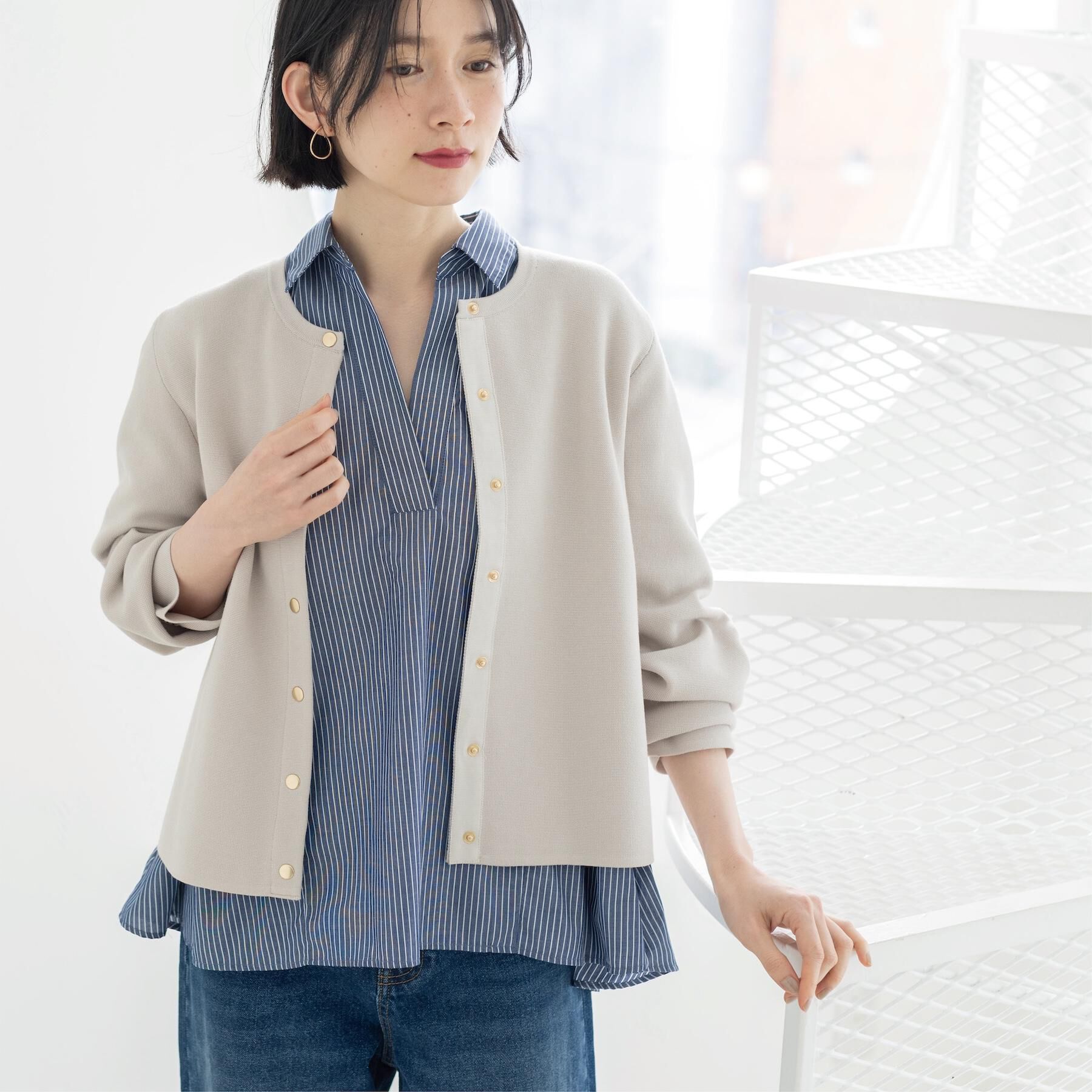 OPAQUE.CLIP「スナップボタンニットカーディガン【洗濯機OK/抗ピル】」|カーディガン|