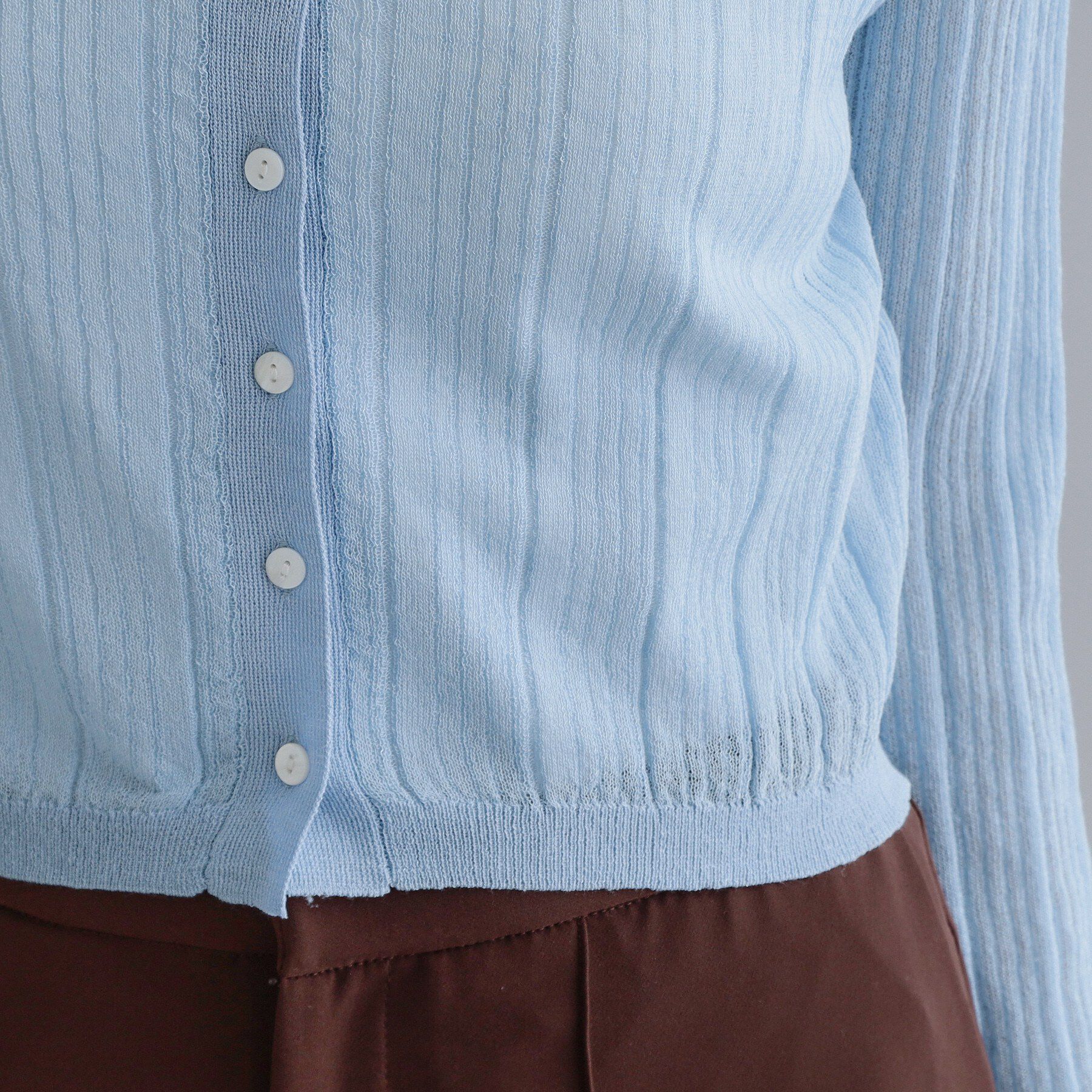 OPAQUE.CLIP「【es】シアーランダムリブニットカーディガン【洗濯機OK/抗ピル】」|カーディガン|