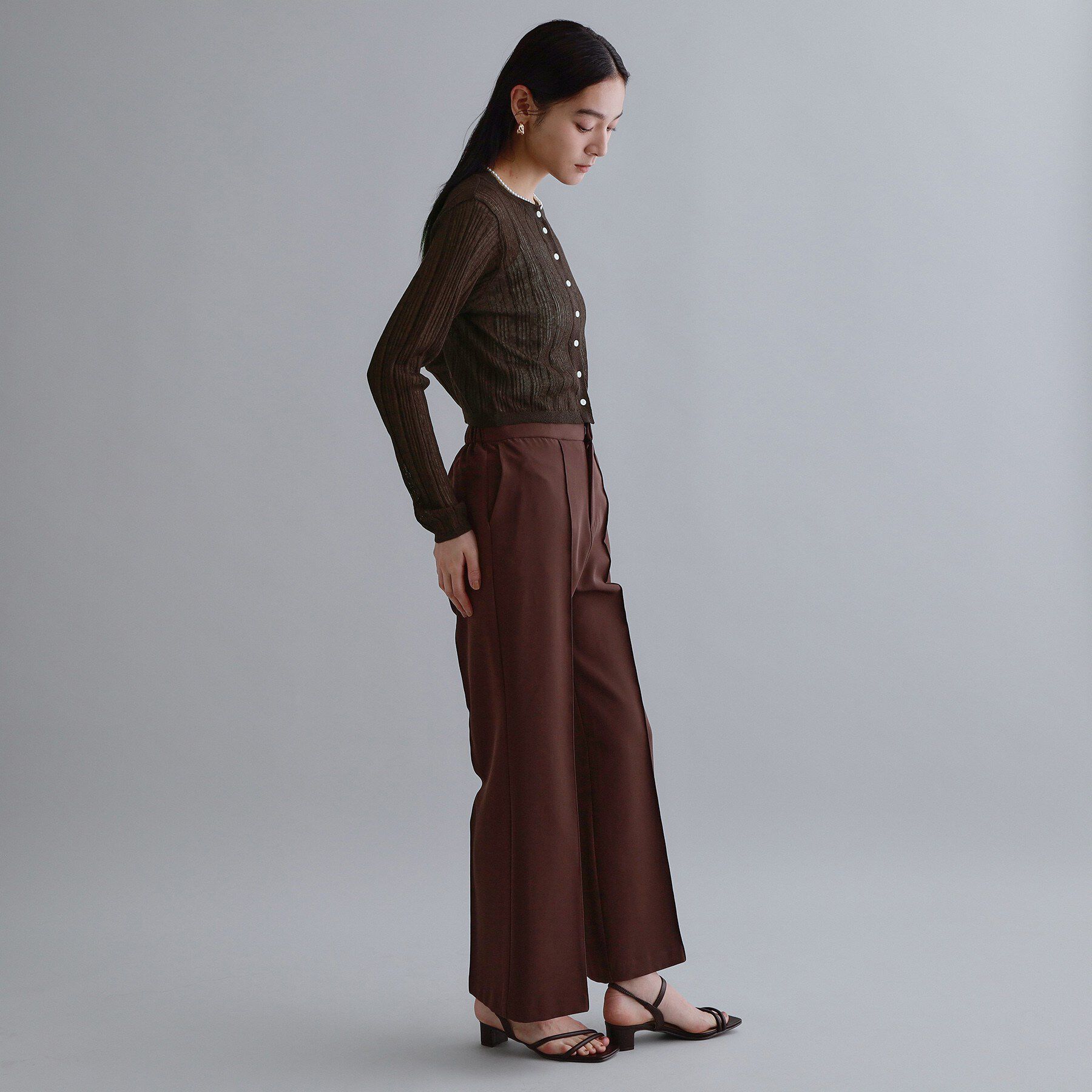 OPAQUE.CLIP「【es】シアーランダムリブニットカーディガン【洗濯機OK/抗ピル】」|カーディガン|