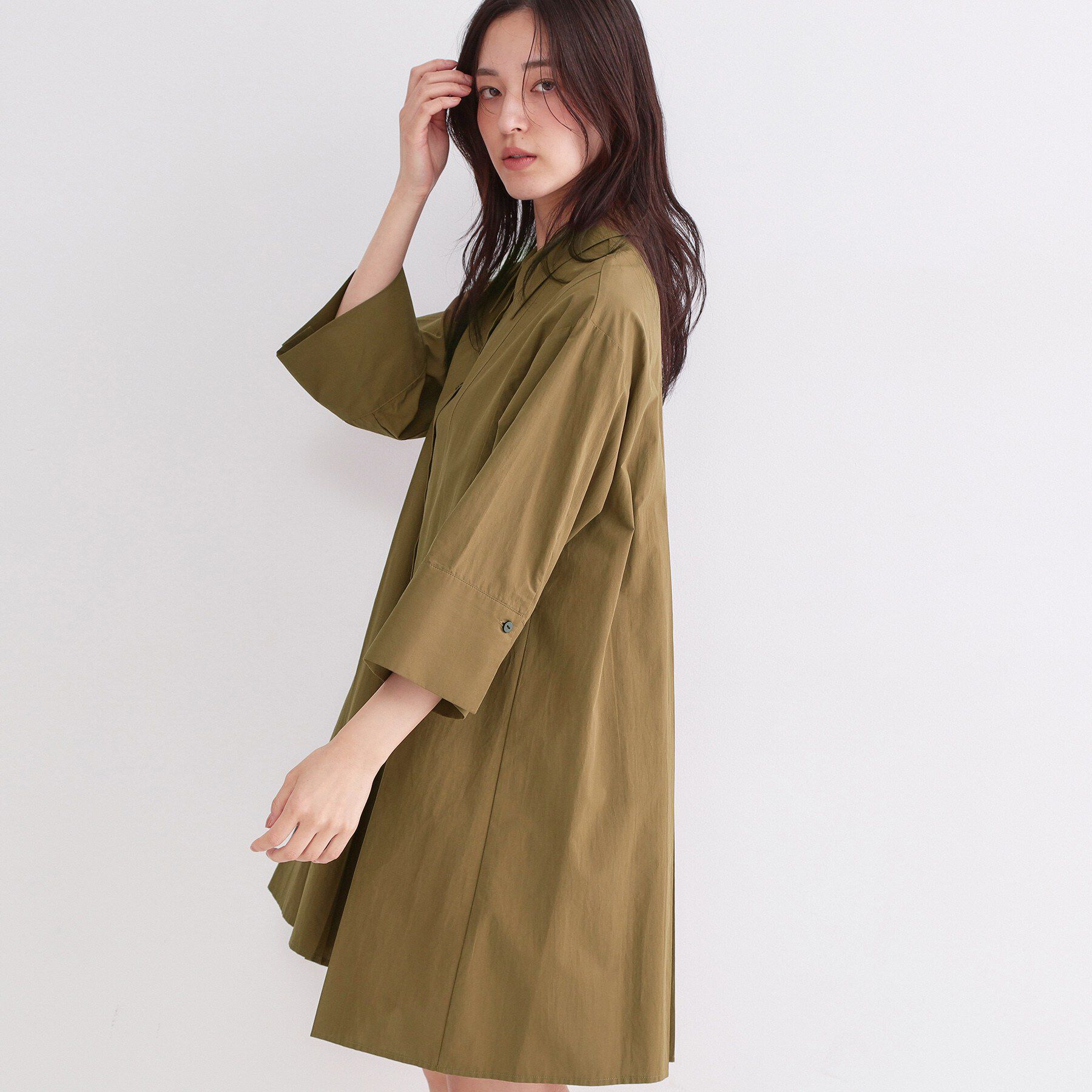 OPAQUE.CLIP「プリーツミニシャツワンピース【洗濯機OK】」|ワンピース|