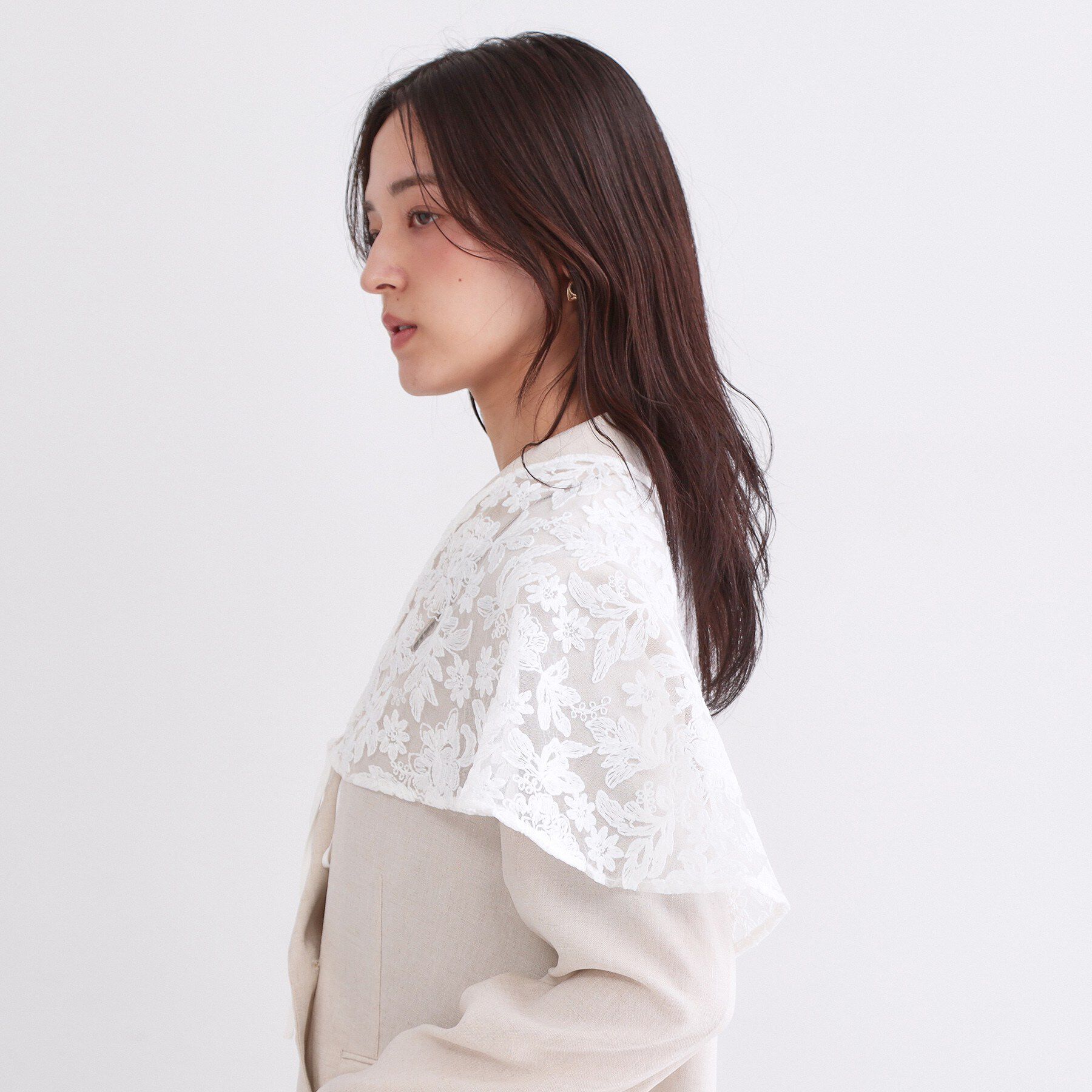 OPAQUE.CLIP「刺繍レースケープ【洗濯機OK】」|ストール|