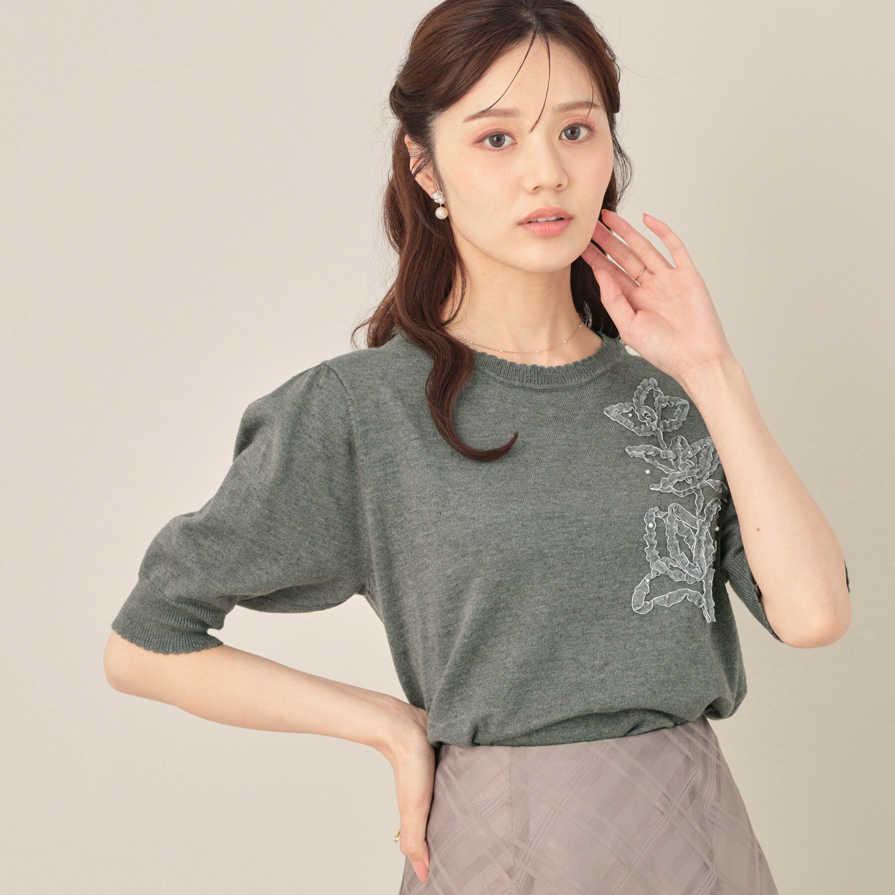 Couture broach「オーガンフリルフラワーニット」|ニット・セーター|