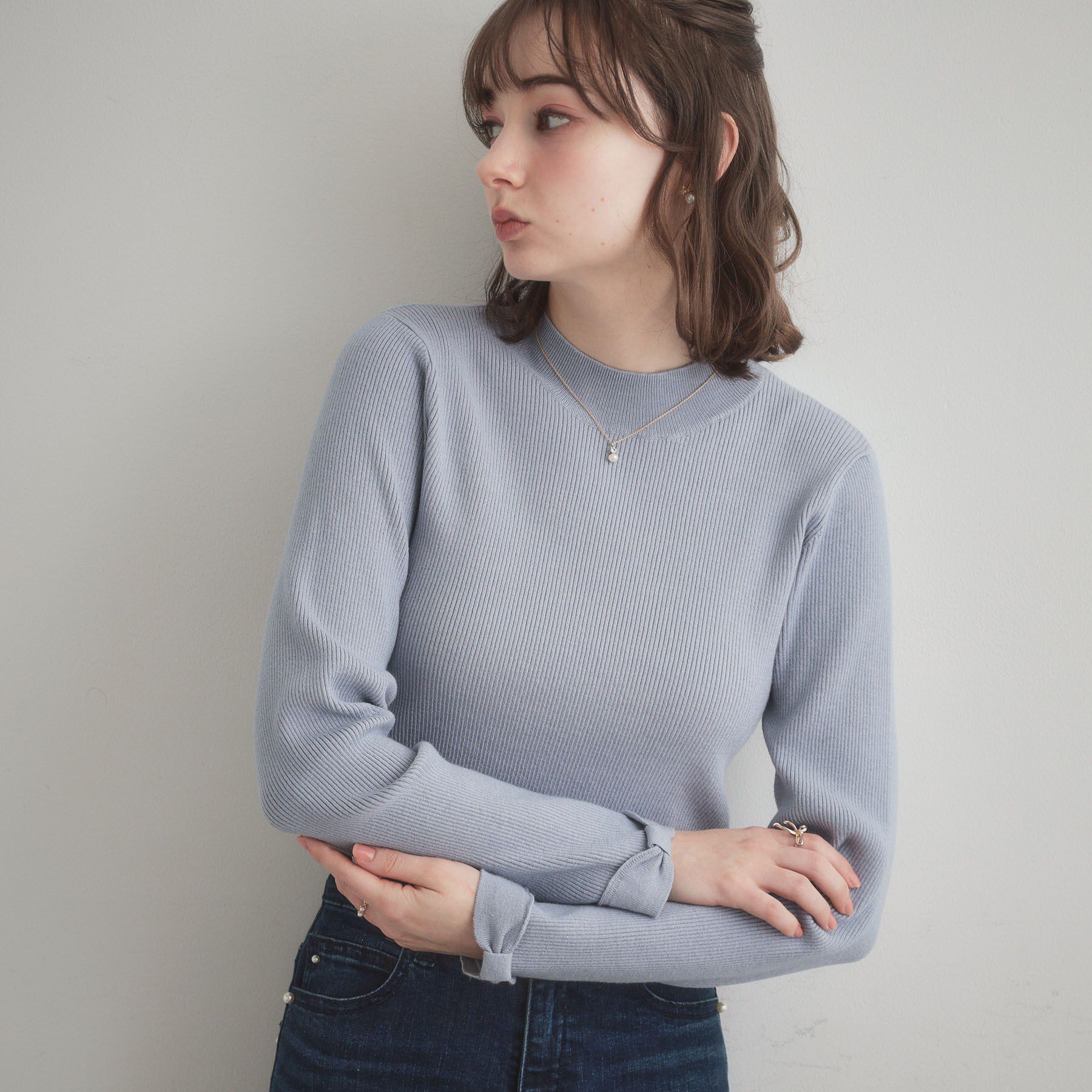 Couture broach「【洗える・着映え】袖リボン リブニット」|ニット・セーター|