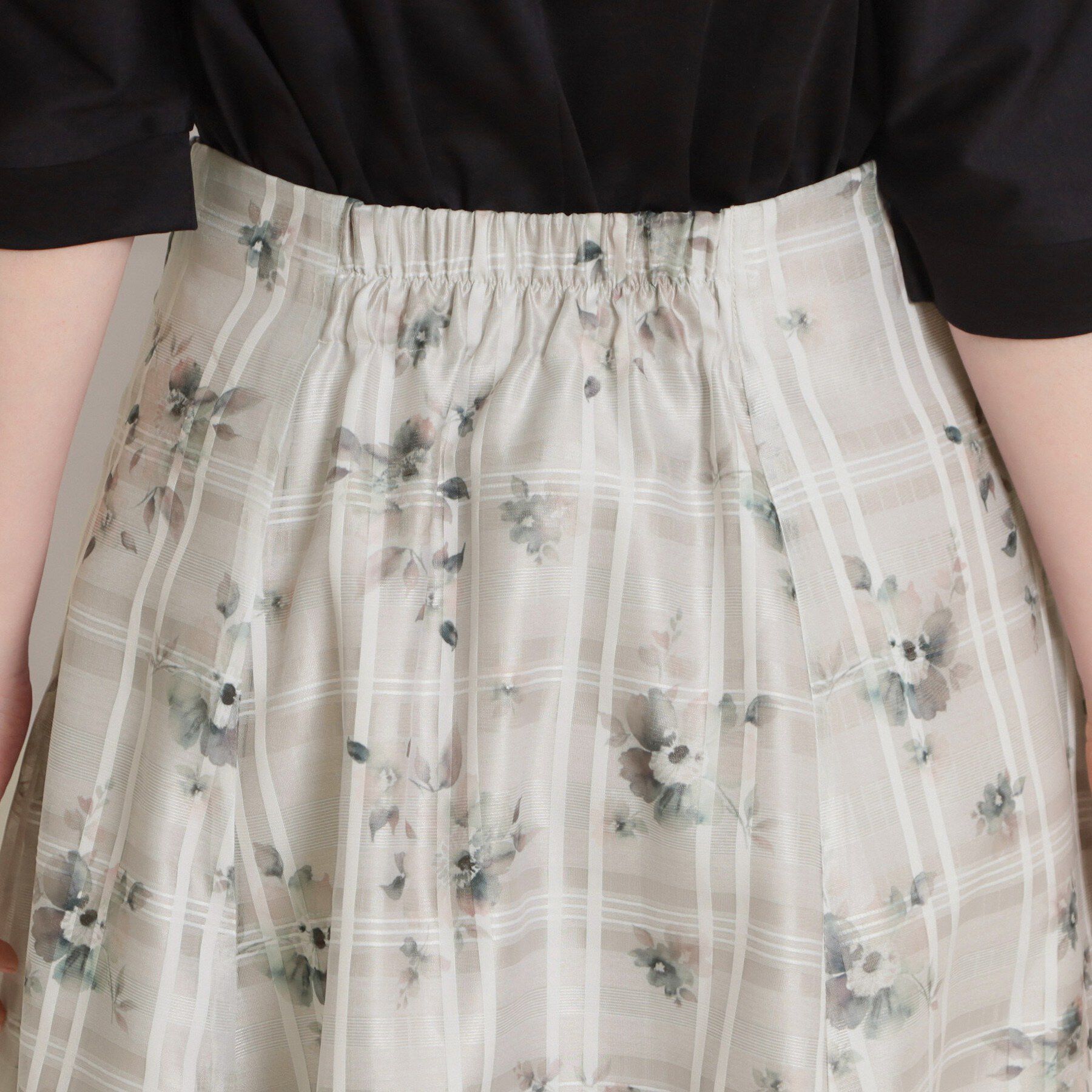 Couture broach「【洗える・着映え】シアーチェック フラワープリント スカート」|スカート|