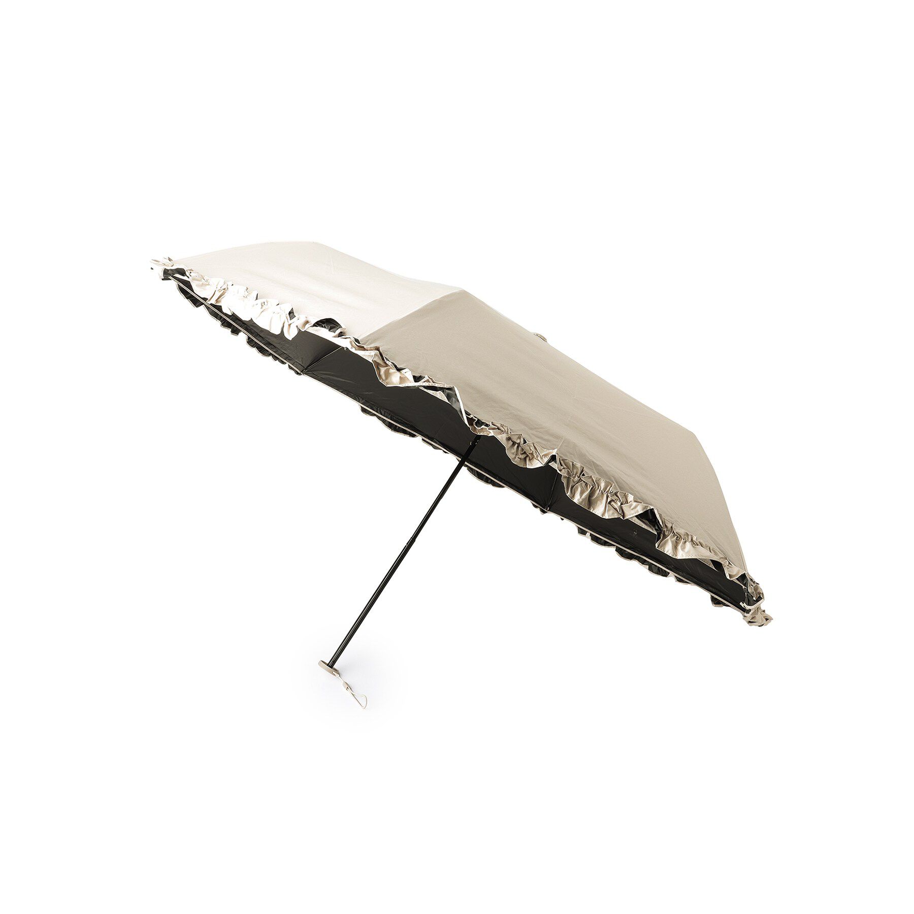 Couture broach「晴雨兼用軽量ミニフリルデザイン折畳傘」|傘|グレージュ(050)