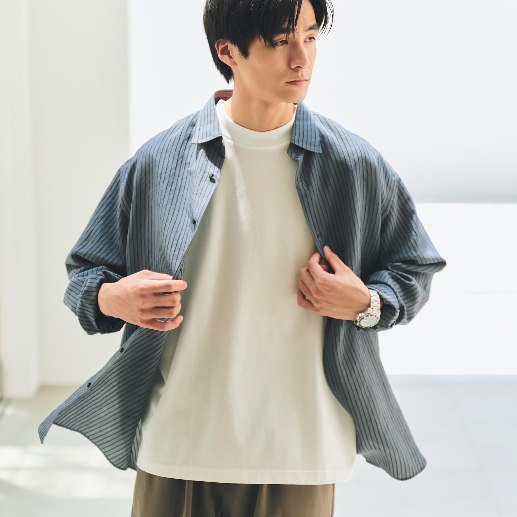 THE SHOP TK「チェック＆ストライプ アソート長袖シャツ【洗濯機OK】」|シャツ・ブラウス|