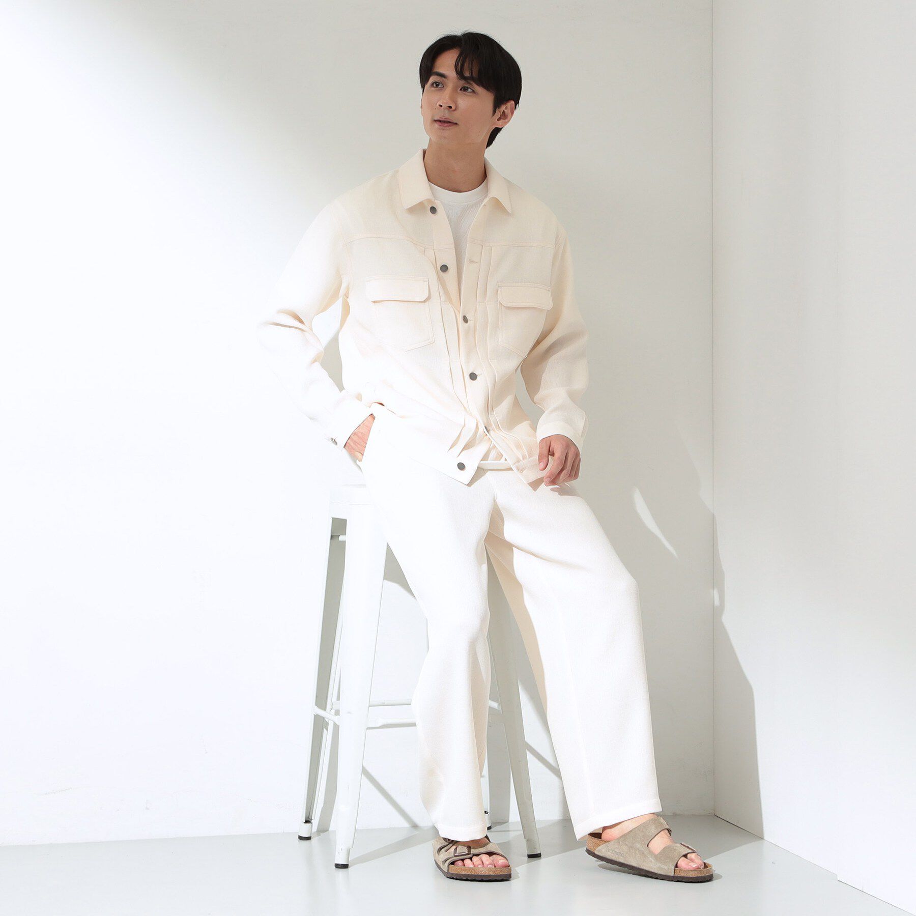 THE SHOP TK「パナマメッシュ シャツブルゾン 洗濯機OK／セットアップ可」|ブルゾン・スタジャン|