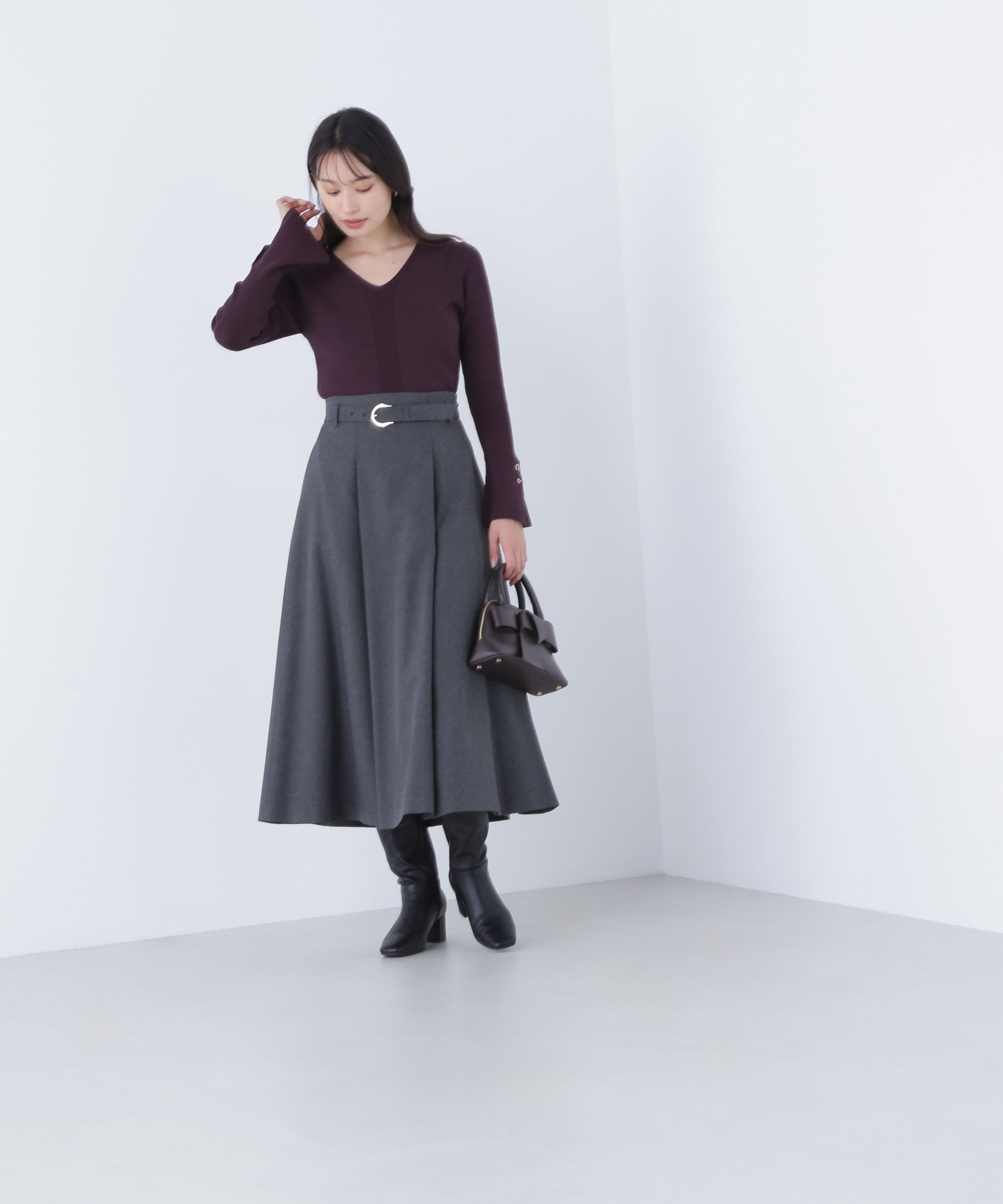  「メタルバックルフレアスカート」|スカート|