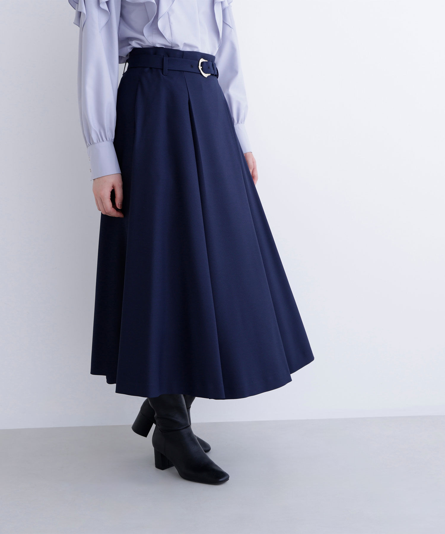  「メタルバックルフレアスカート」|スカート|