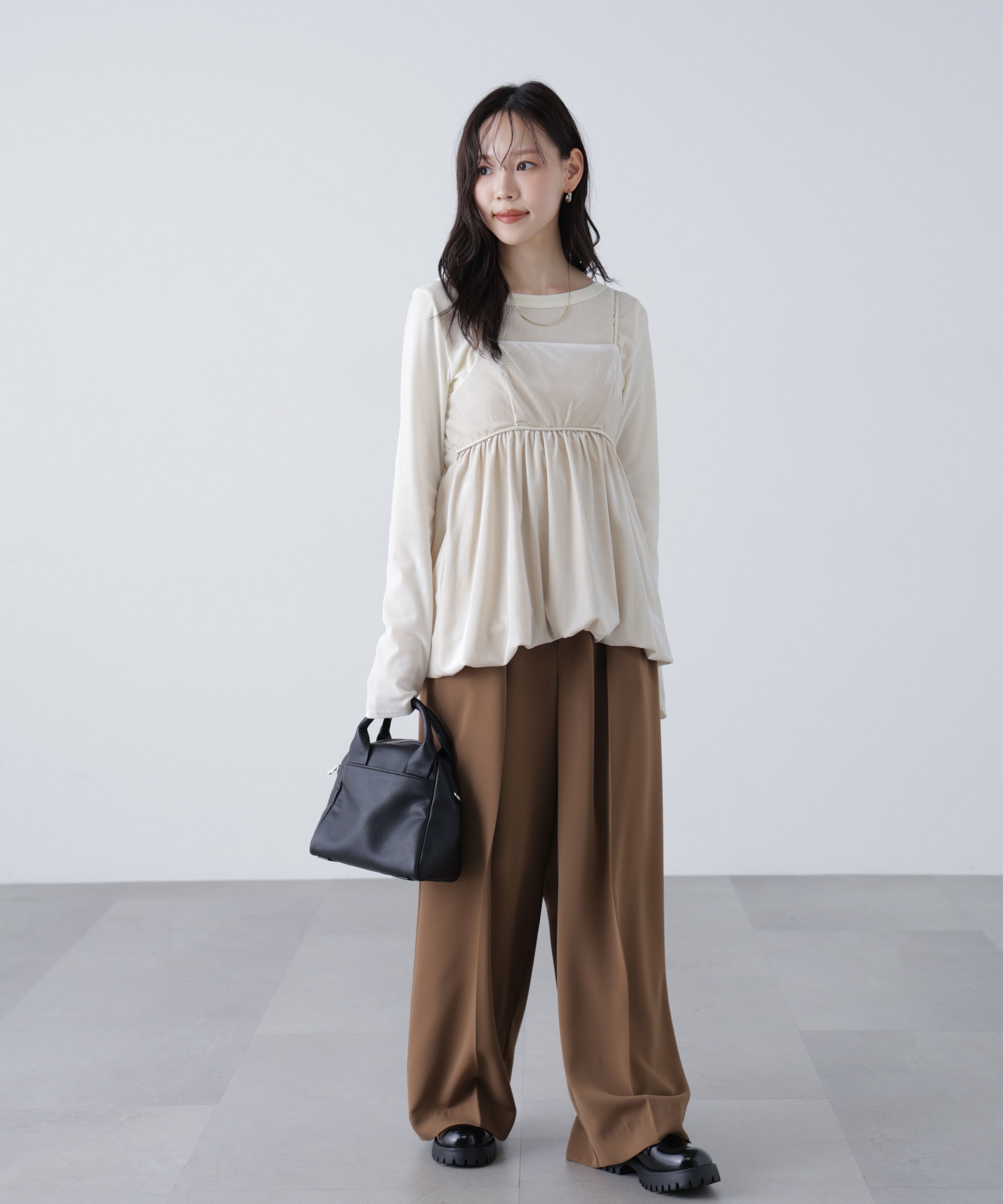  「ベロアバルーンチュニックブラウス」|シャツ・ブラウス|