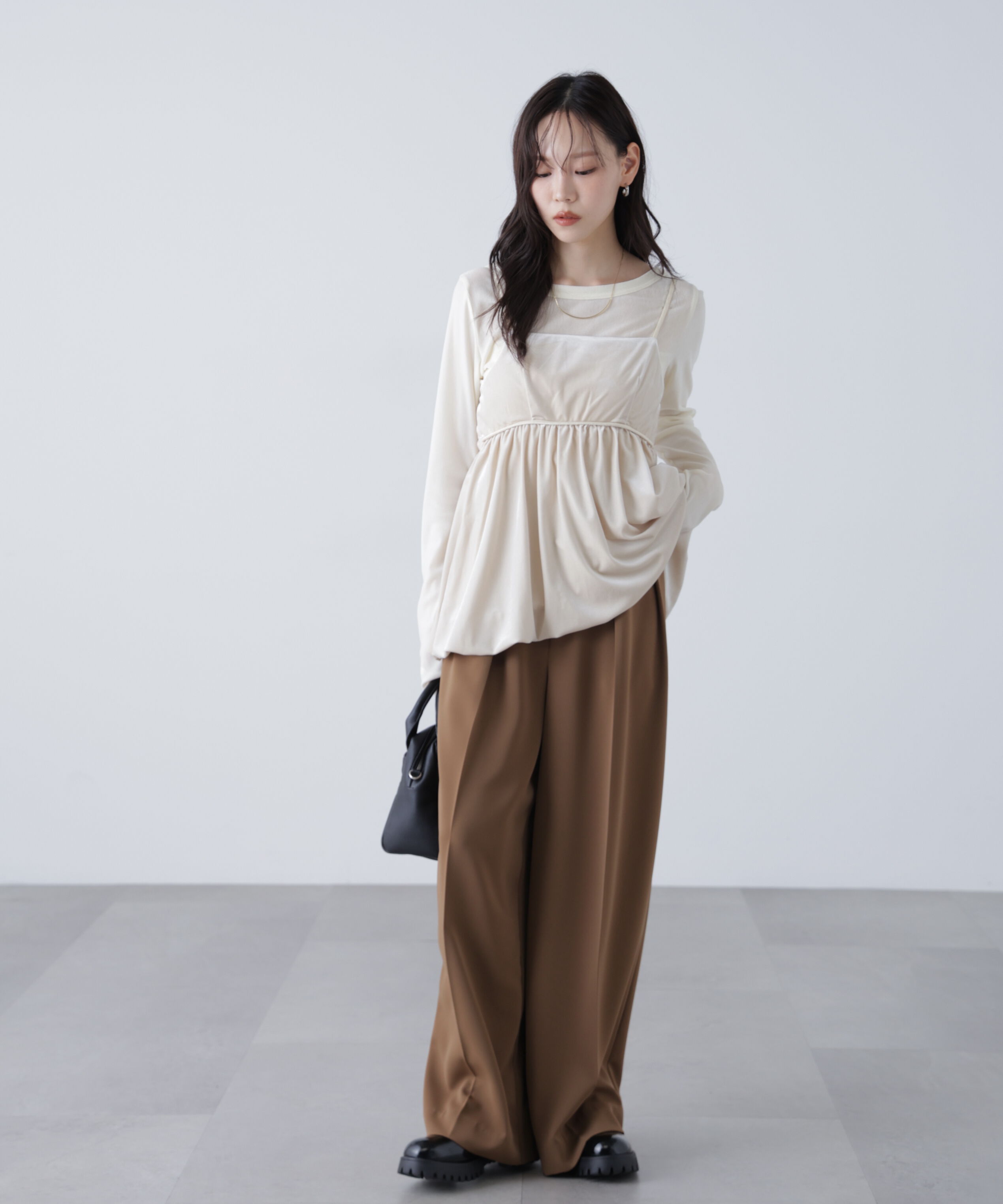  「ベロアバルーンチュニックブラウス」|シャツ・ブラウス|