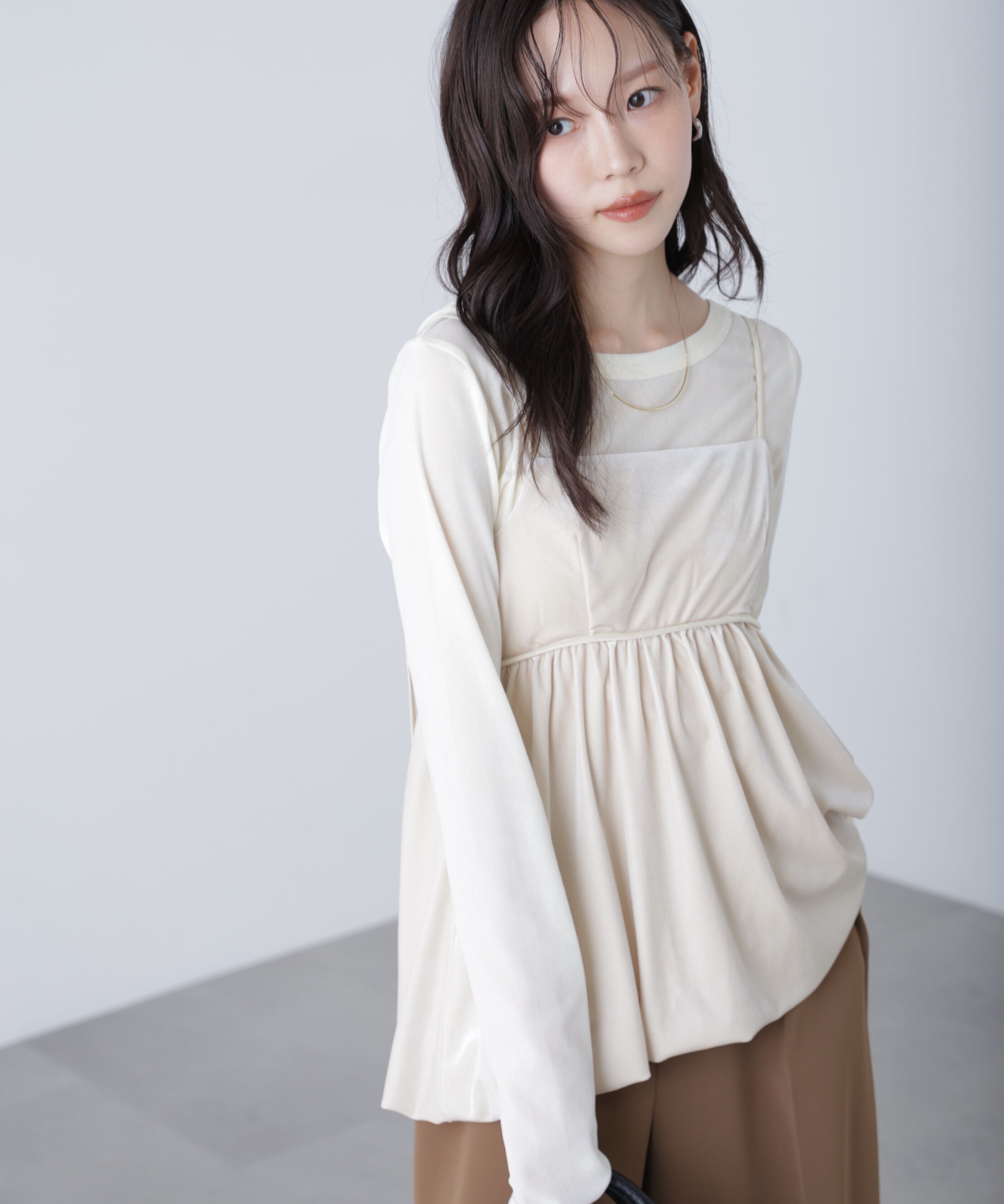  「ベロアバルーンチュニックブラウス」|シャツ・ブラウス|