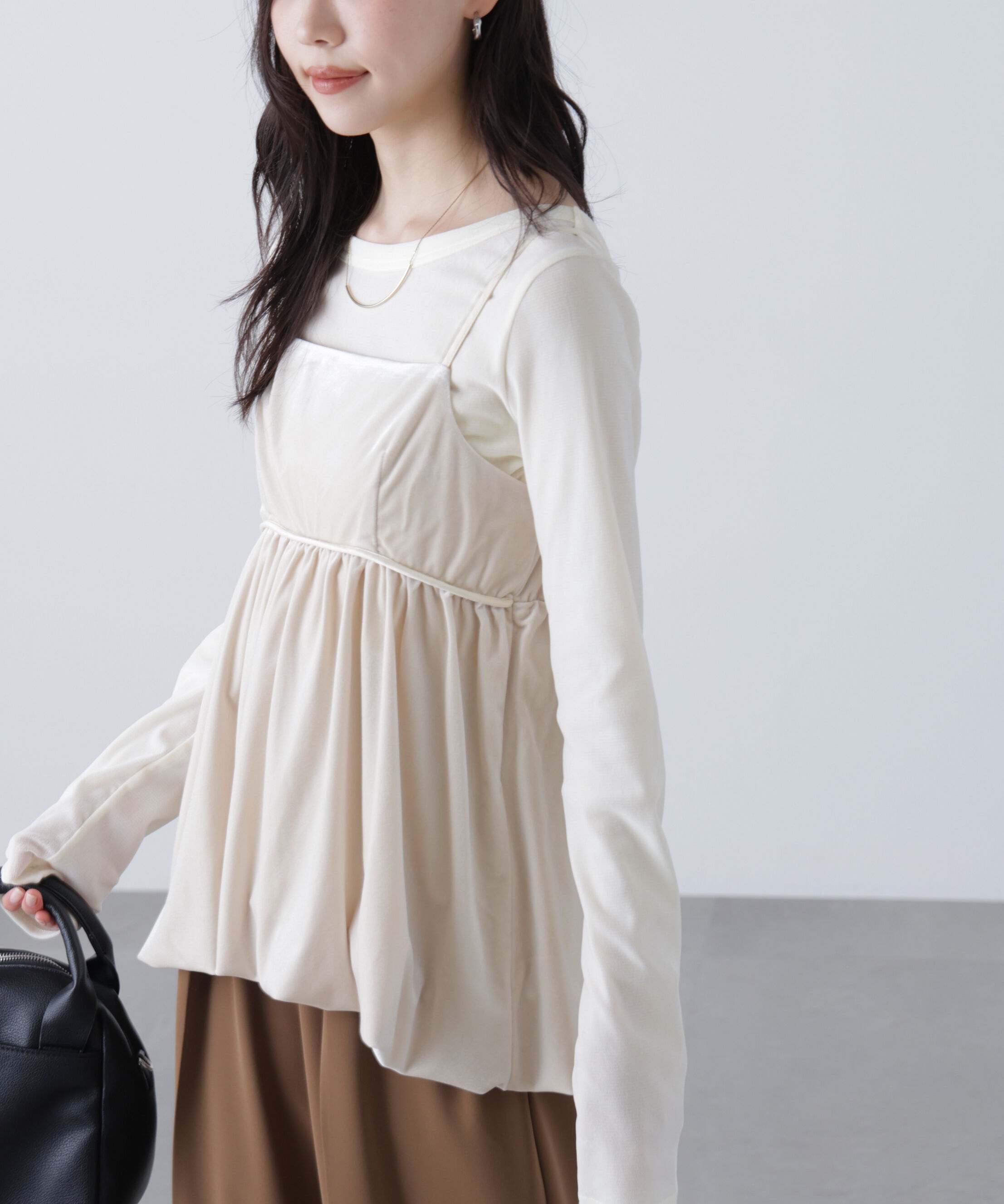  「ベロアバルーンチュニックブラウス」|シャツ・ブラウス|