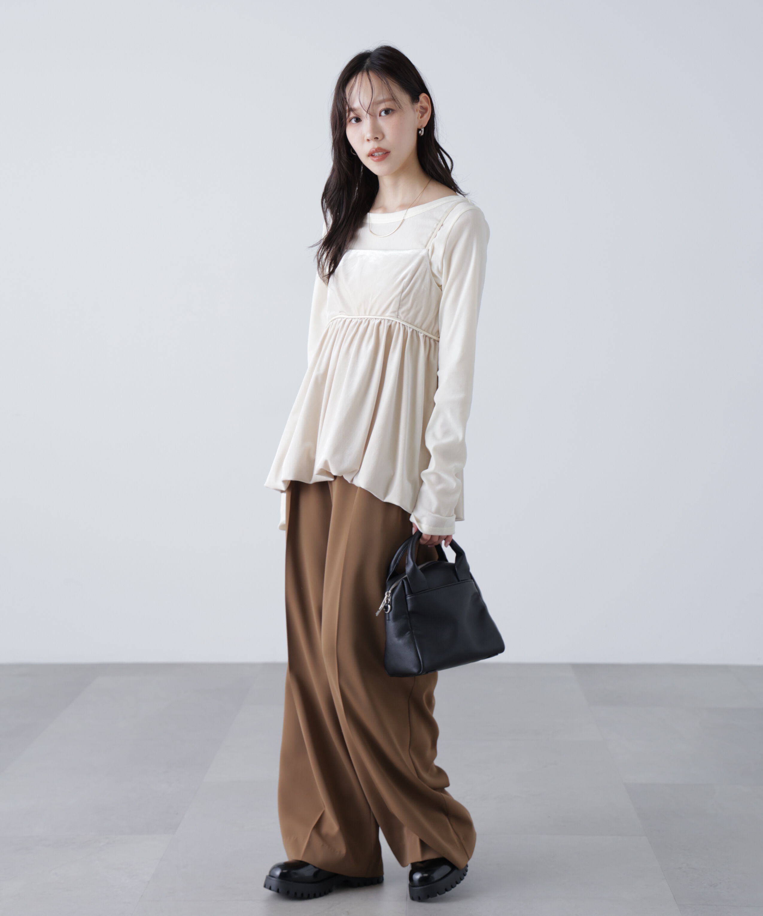  「ベロアバルーンチュニックブラウス」|シャツ・ブラウス|