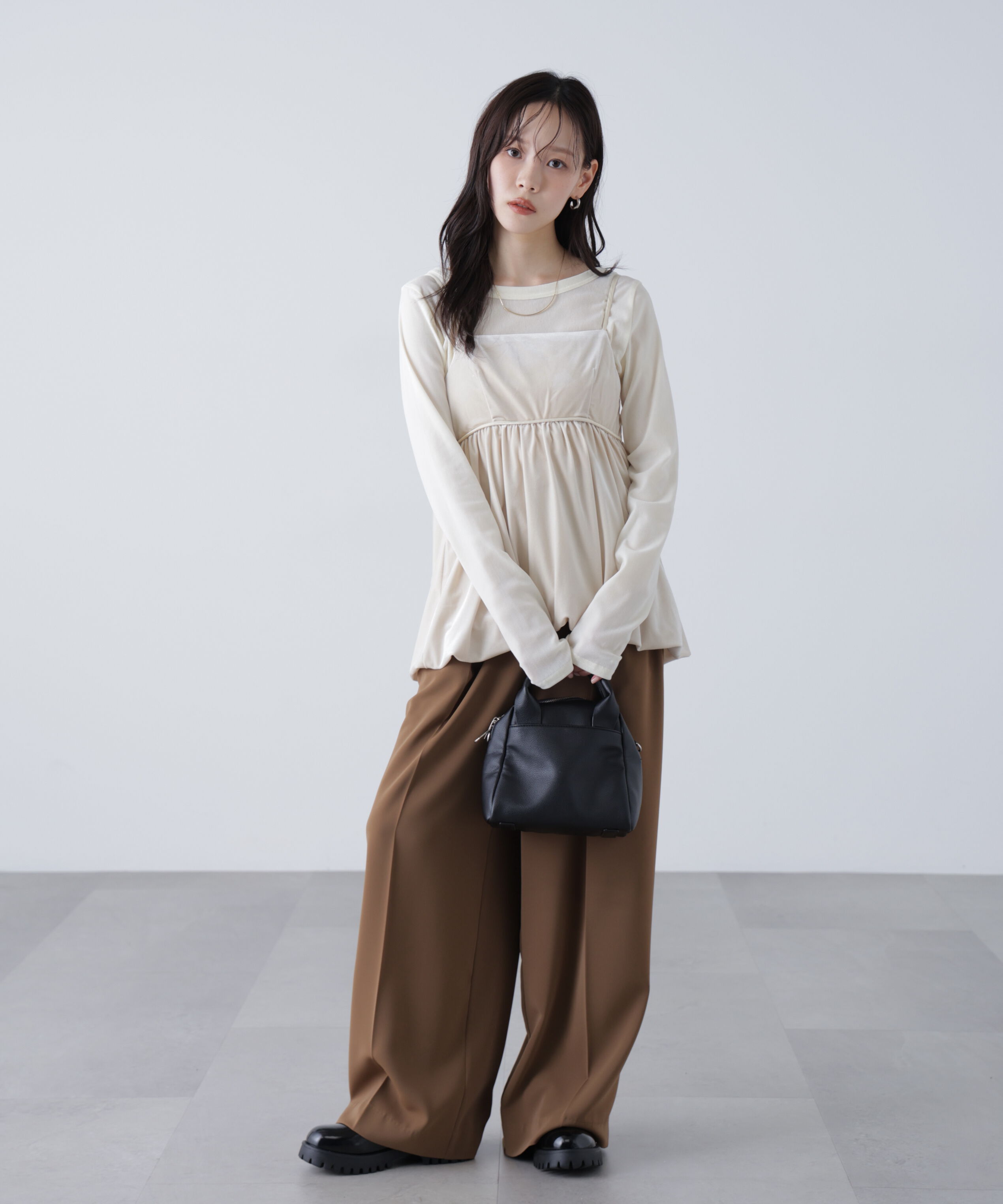  「ベロアバルーンチュニックブラウス」|シャツ・ブラウス|