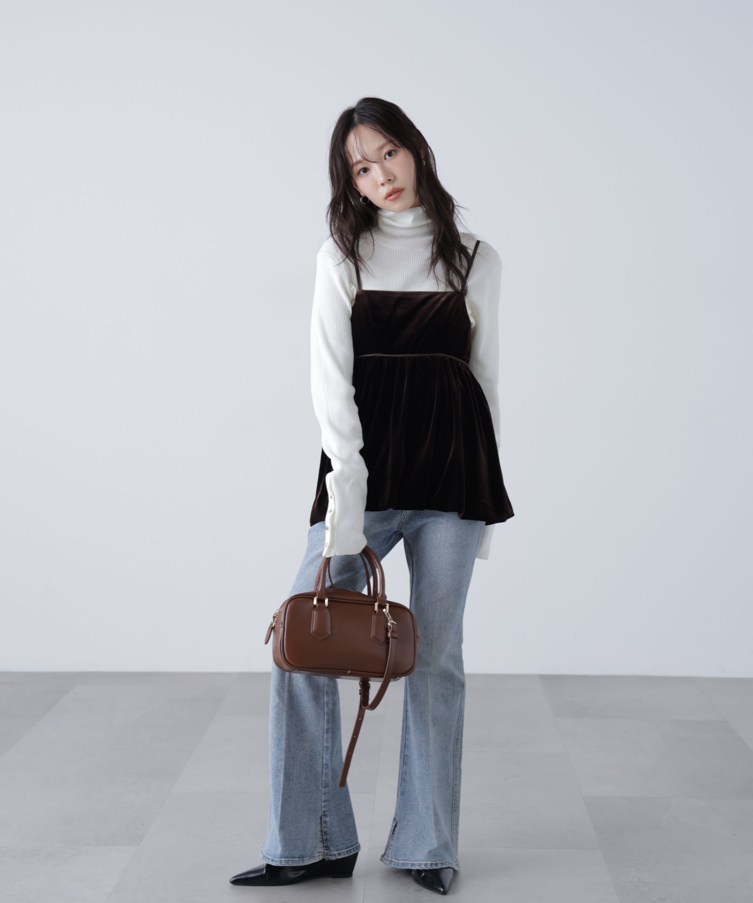  「ベロアバルーンチュニックブラウス」|シャツ・ブラウス|