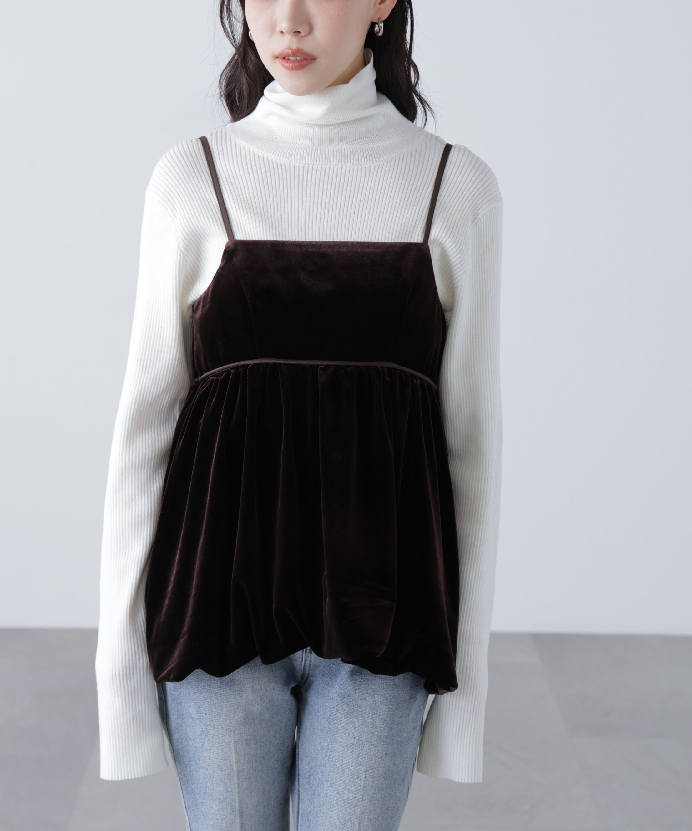  「ベロアバルーンチュニックブラウス」|シャツ・ブラウス|