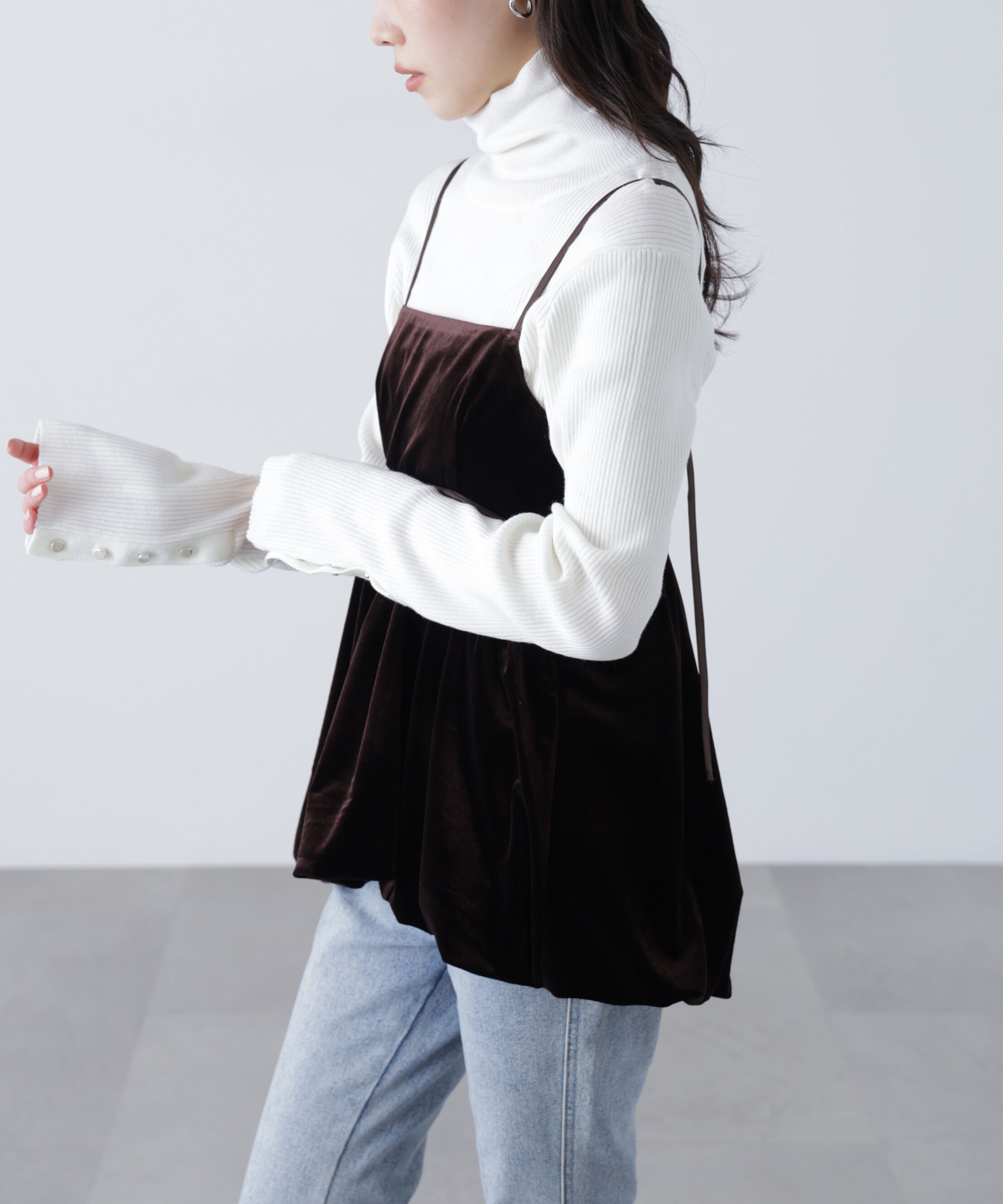  「ベロアバルーンチュニックブラウス」|シャツ・ブラウス|