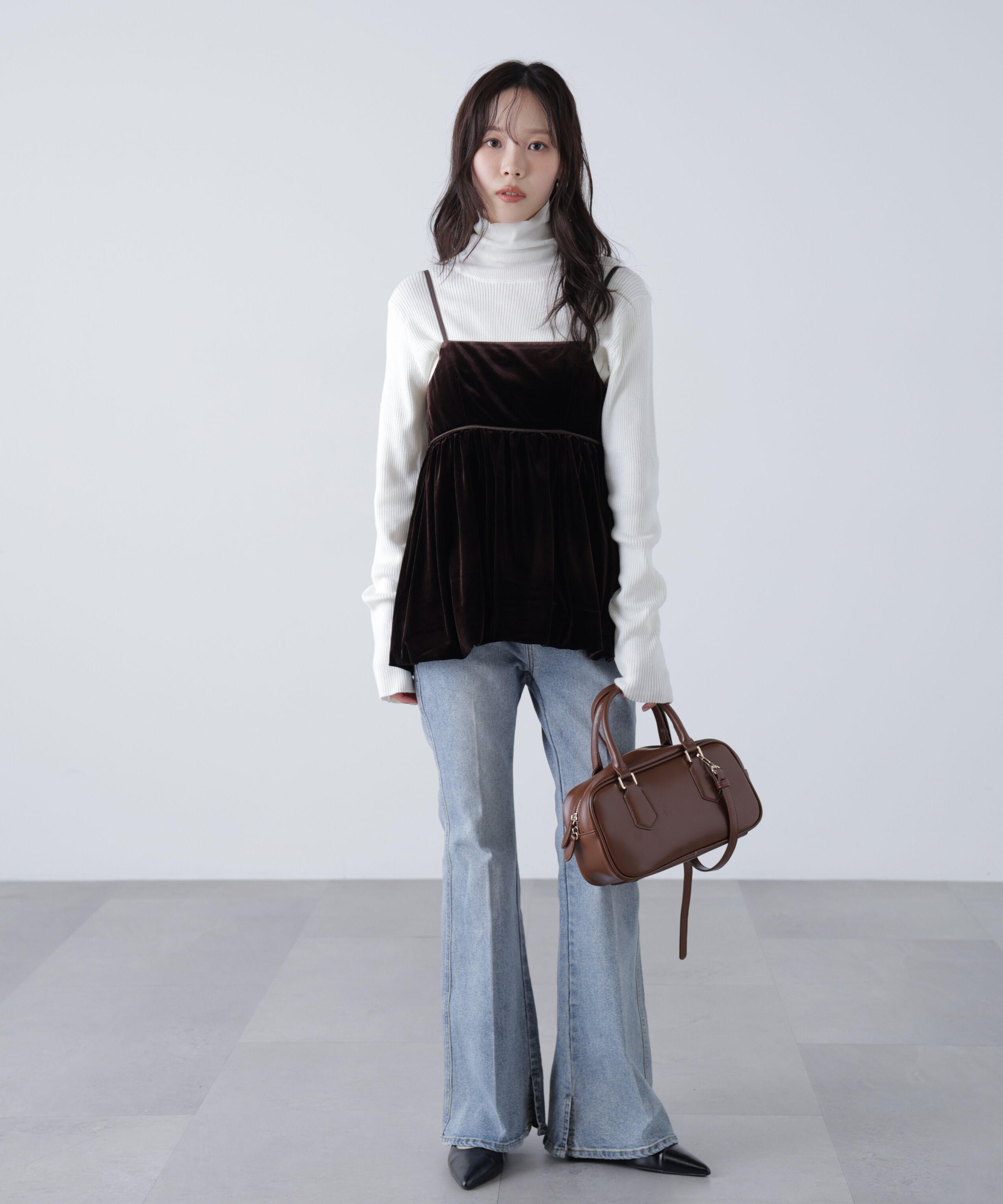  「ベロアバルーンチュニックブラウス」|シャツ・ブラウス|