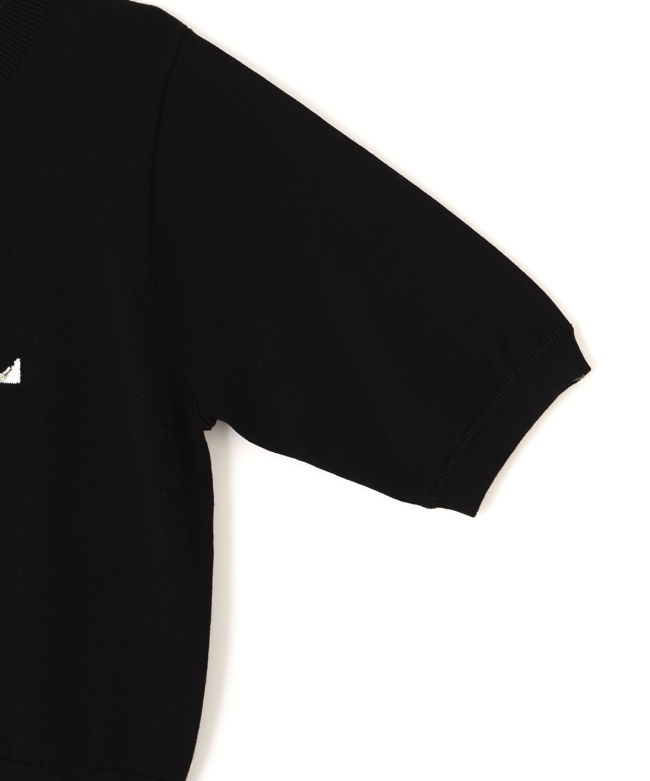  「半袖ロゴジャカードビジューニット」|ニット・セーター|