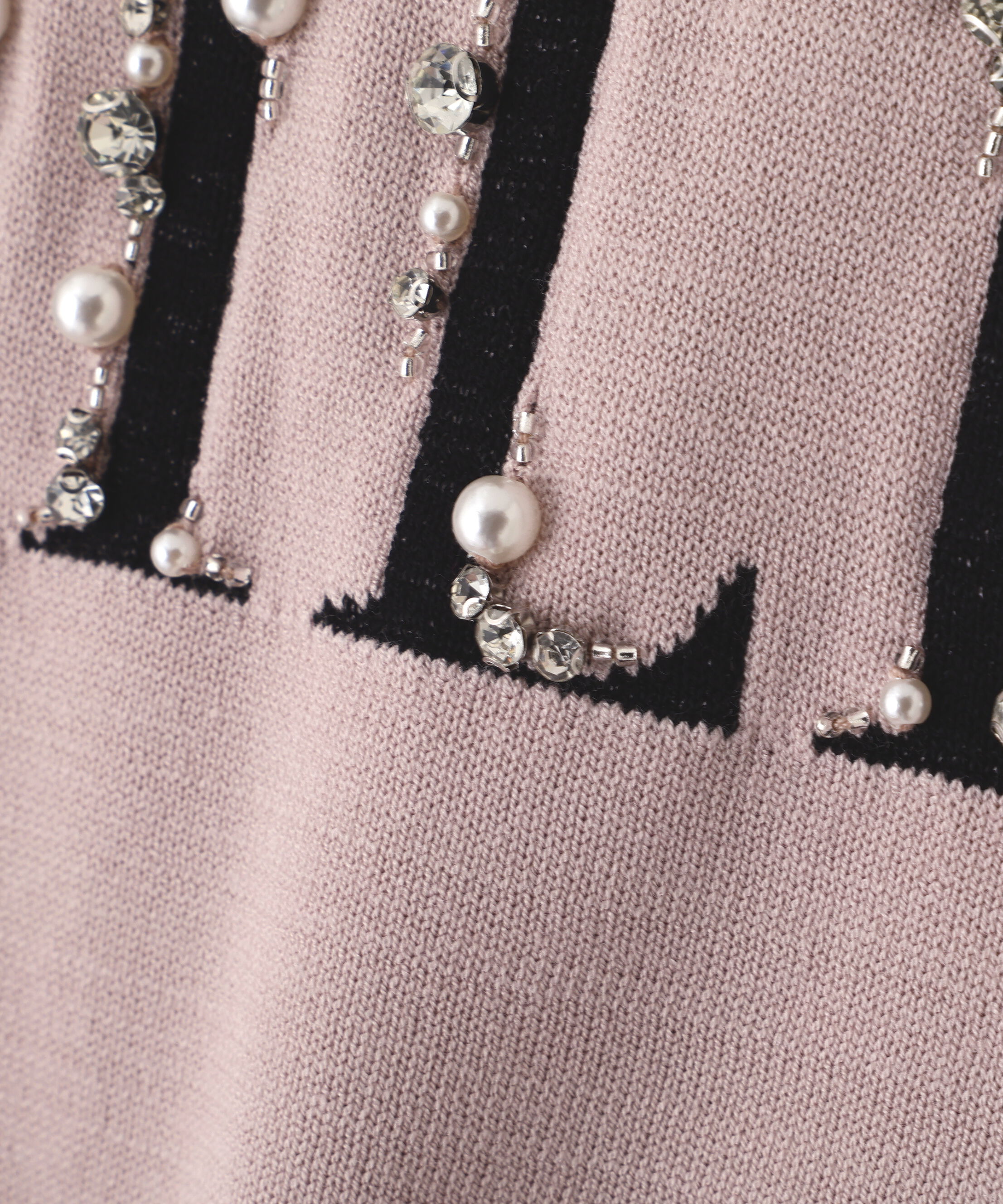  「半袖ロゴジャカードビジューニット」|ニット・セーター|