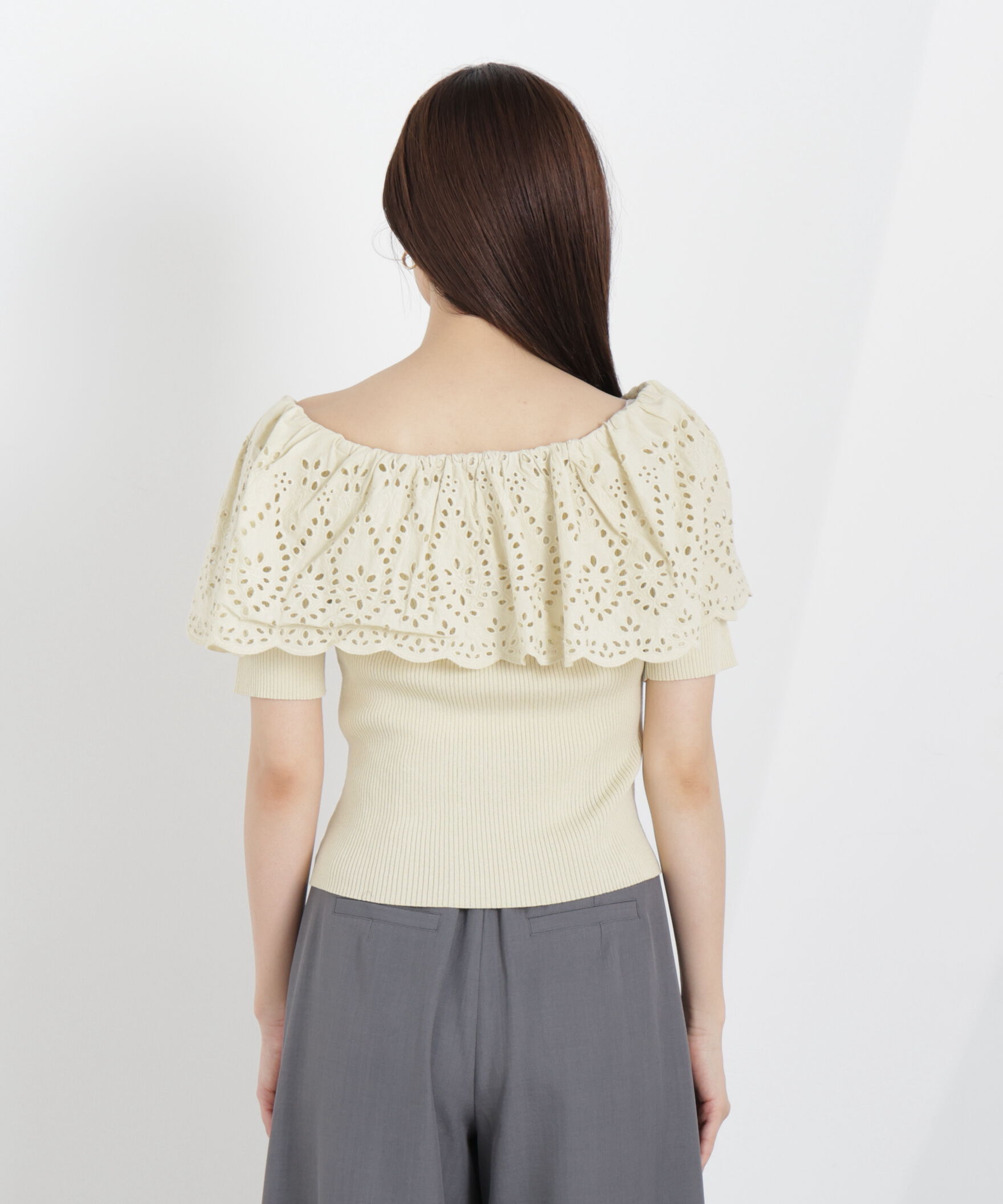 PROPORTION BODY DRESSING「スカラップレースオフショルニット　26SS」|ニット・セーター|