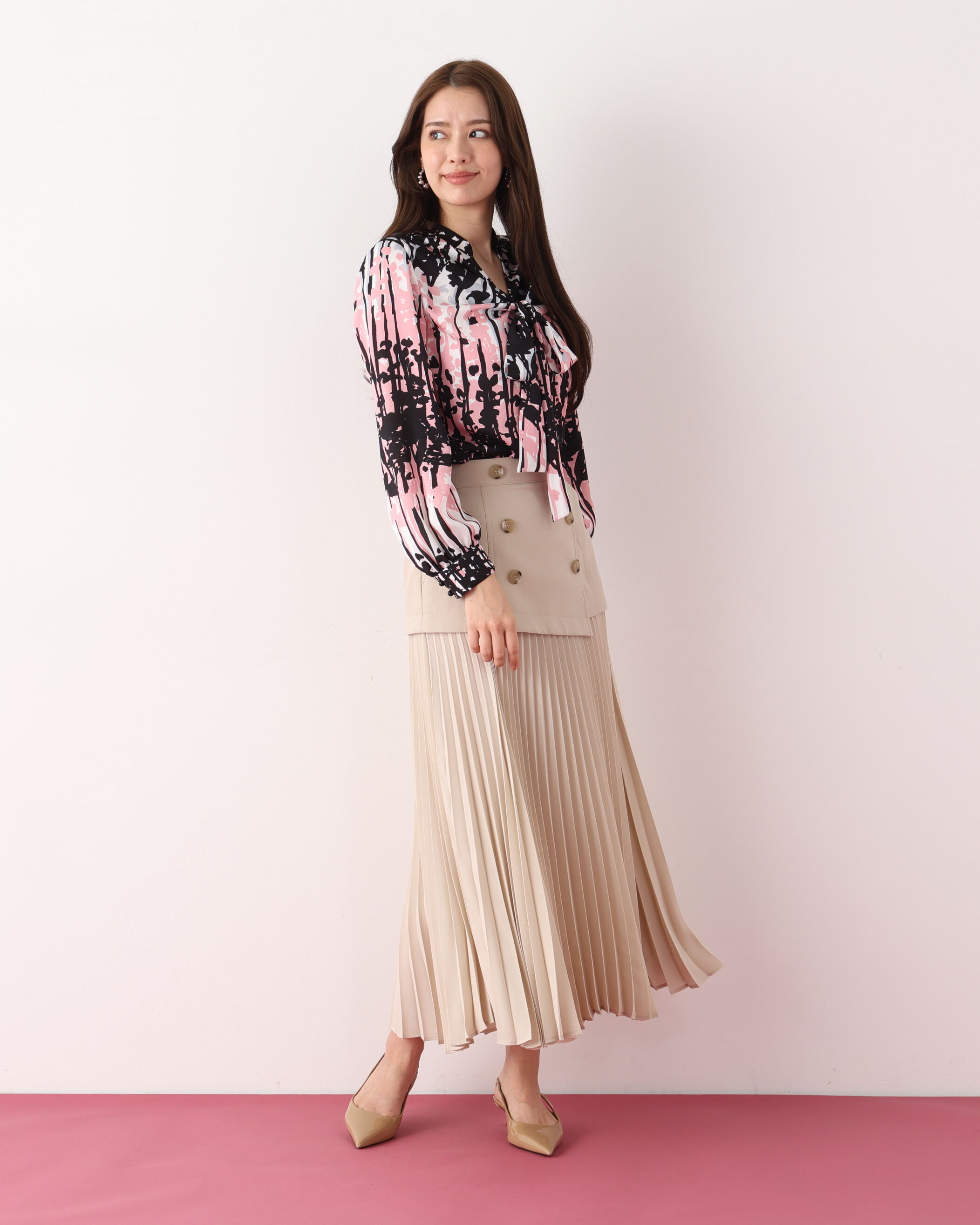  「インクフォレストプリントリボンブラウス」|シャツ・ブラウス|