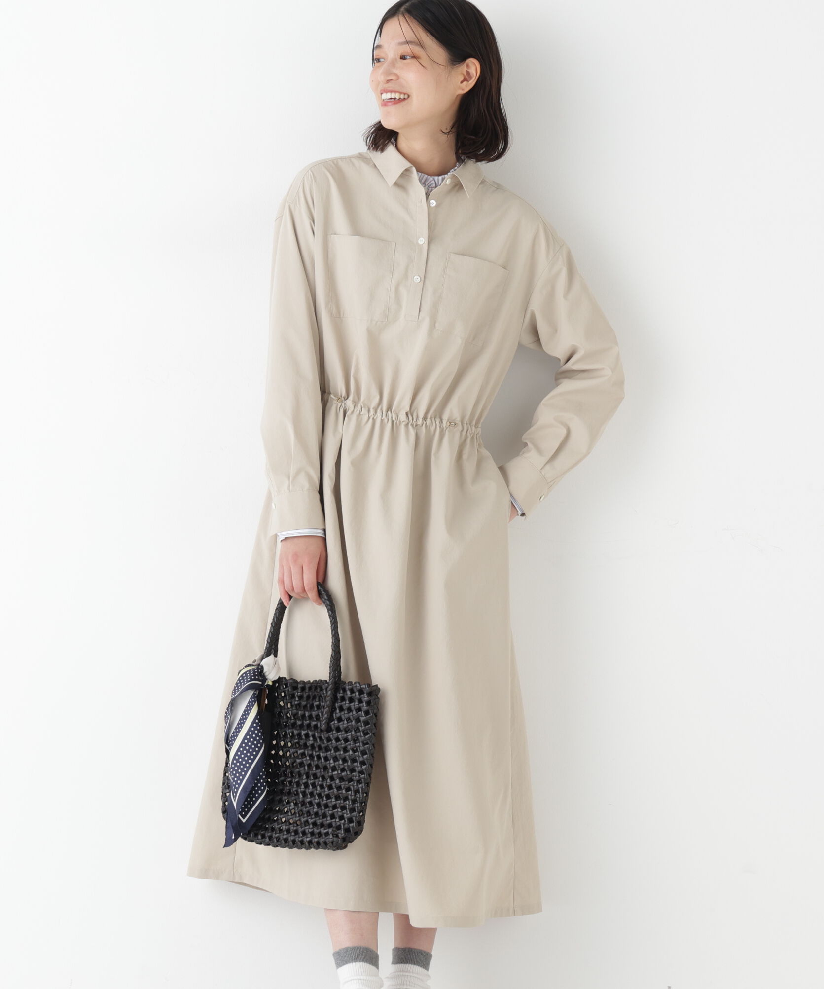  「◆《ウォッシャブル》ドロストシャツワンピース」|ワンピース|