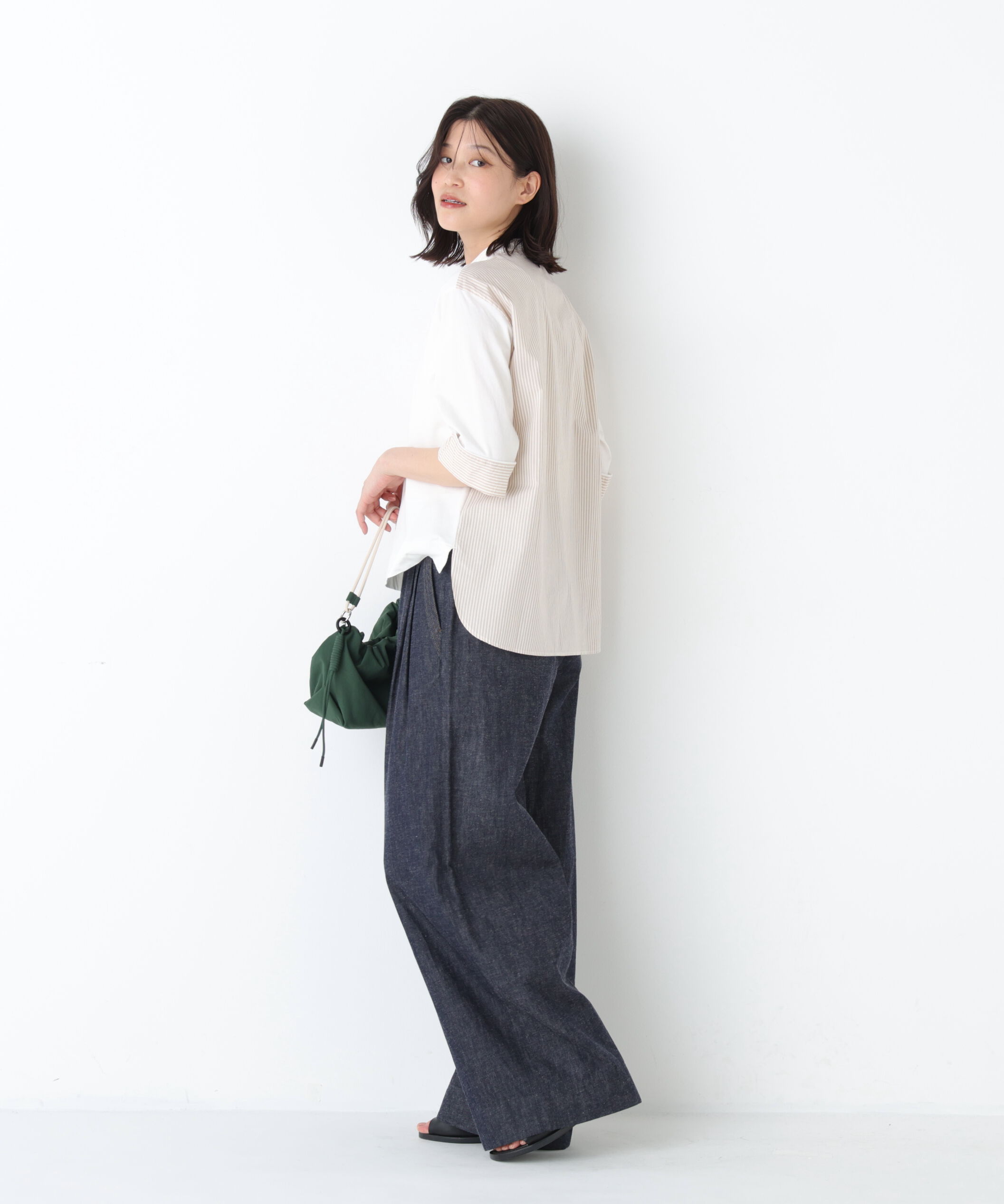  「◆綿麻ライトオンスデニムワイドパンツ」|その他|