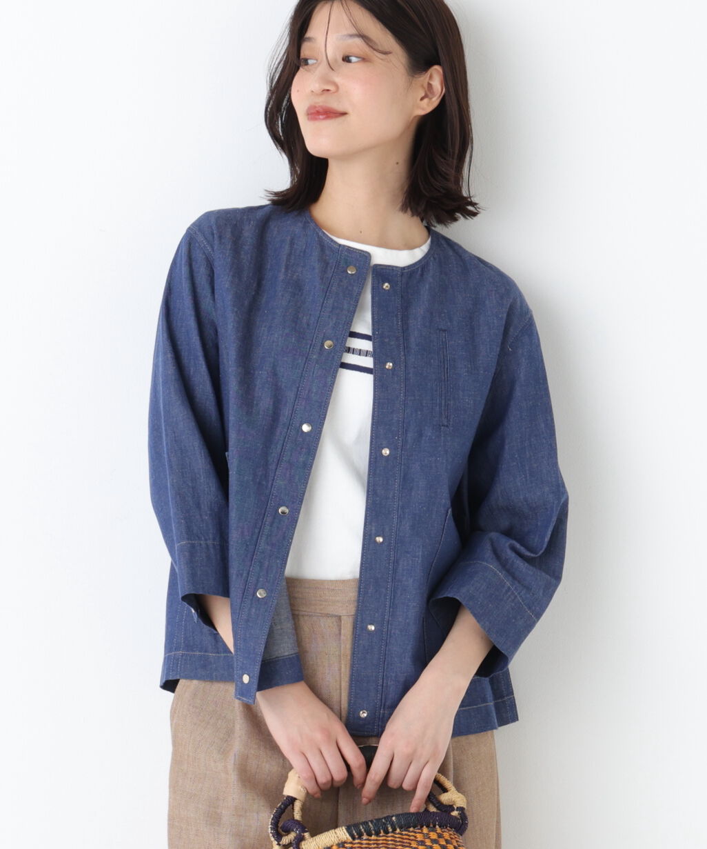  「◆綿麻ライトオンスデニムブルゾン」|ブルゾン・スタジャン|