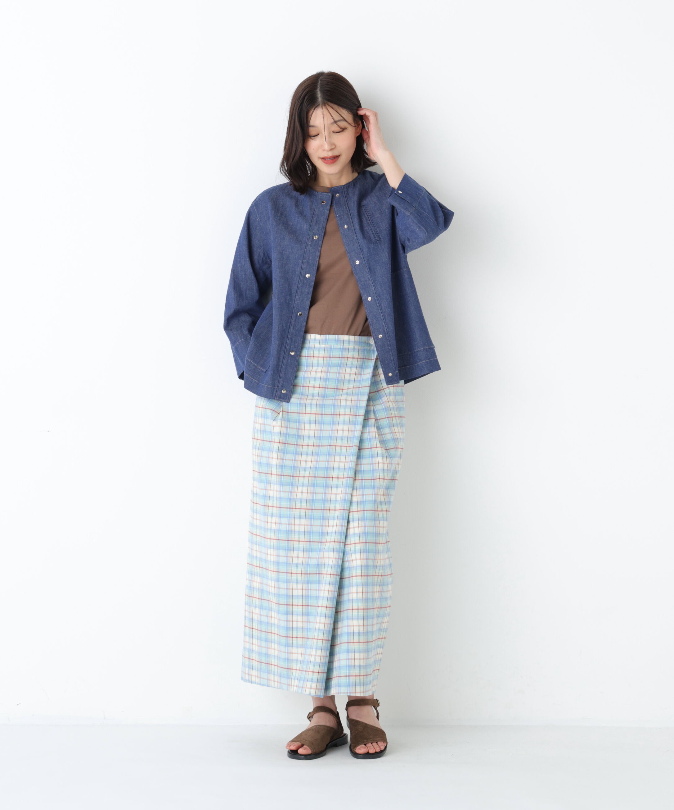  「◆綿麻ライトオンスデニムブルゾン」|ブルゾン・スタジャン|