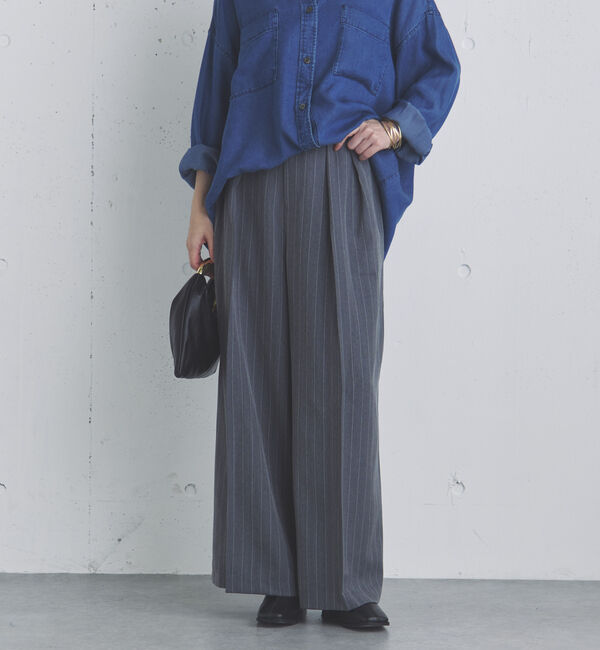 Doux archives「ストライプ２タックパンツ」|チノ|GRAY