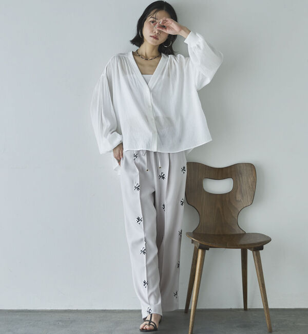 Doux archives「強撚糸シアーブラウスカーディガン」|シャツ・ブラウス|