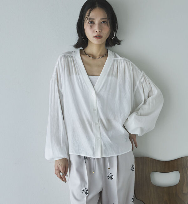 Doux archives「強撚糸シアーブラウスカーディガン」|シャツ・ブラウス|