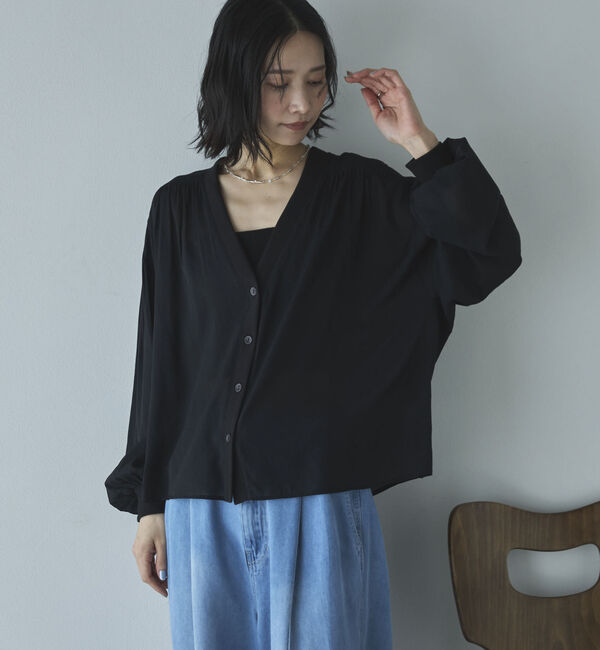Doux archives「強撚糸シアーブラウスカーディガン」|シャツ・ブラウス|