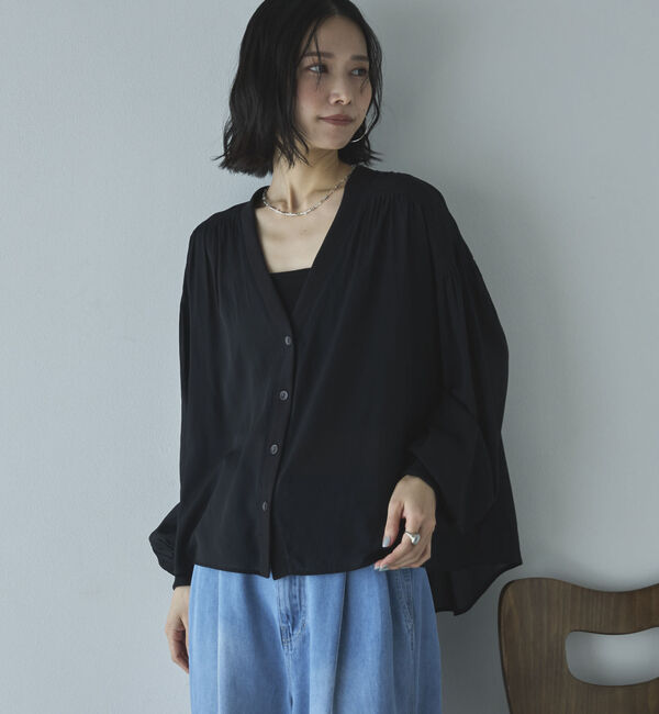 Doux archives「強撚糸シアーブラウスカーディガン」|シャツ・ブラウス|
