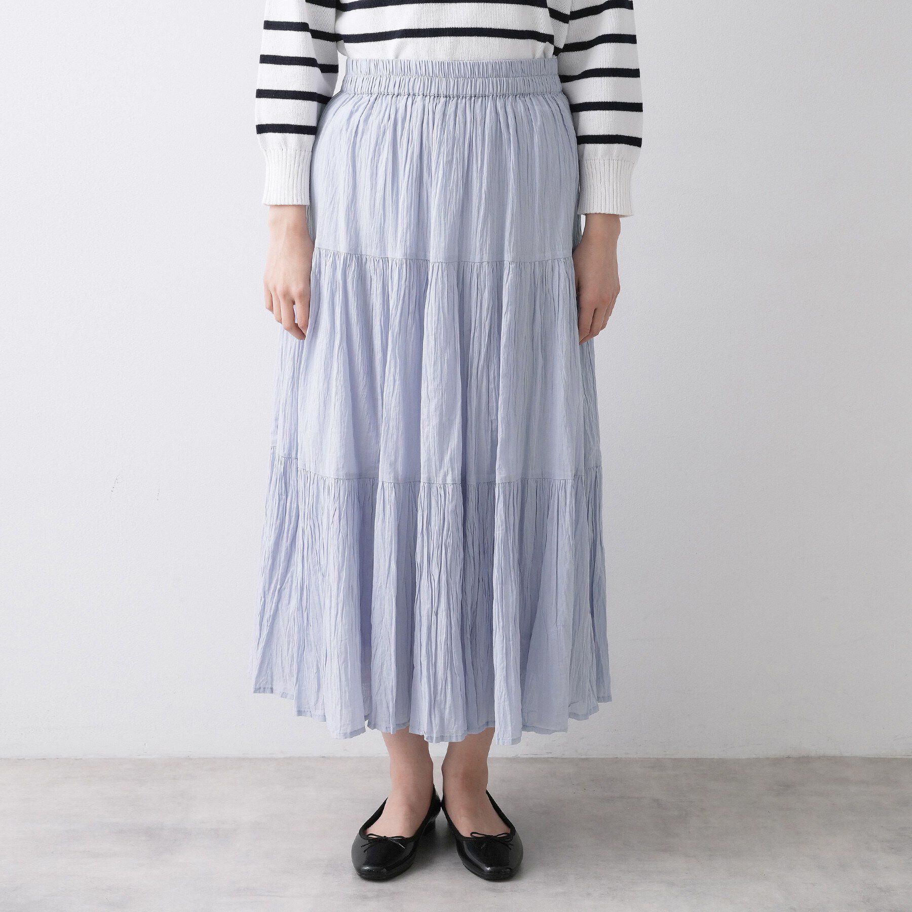 Dessin「【ウエストゴム/洗える】インドコットンティアードスカート」|スカート|