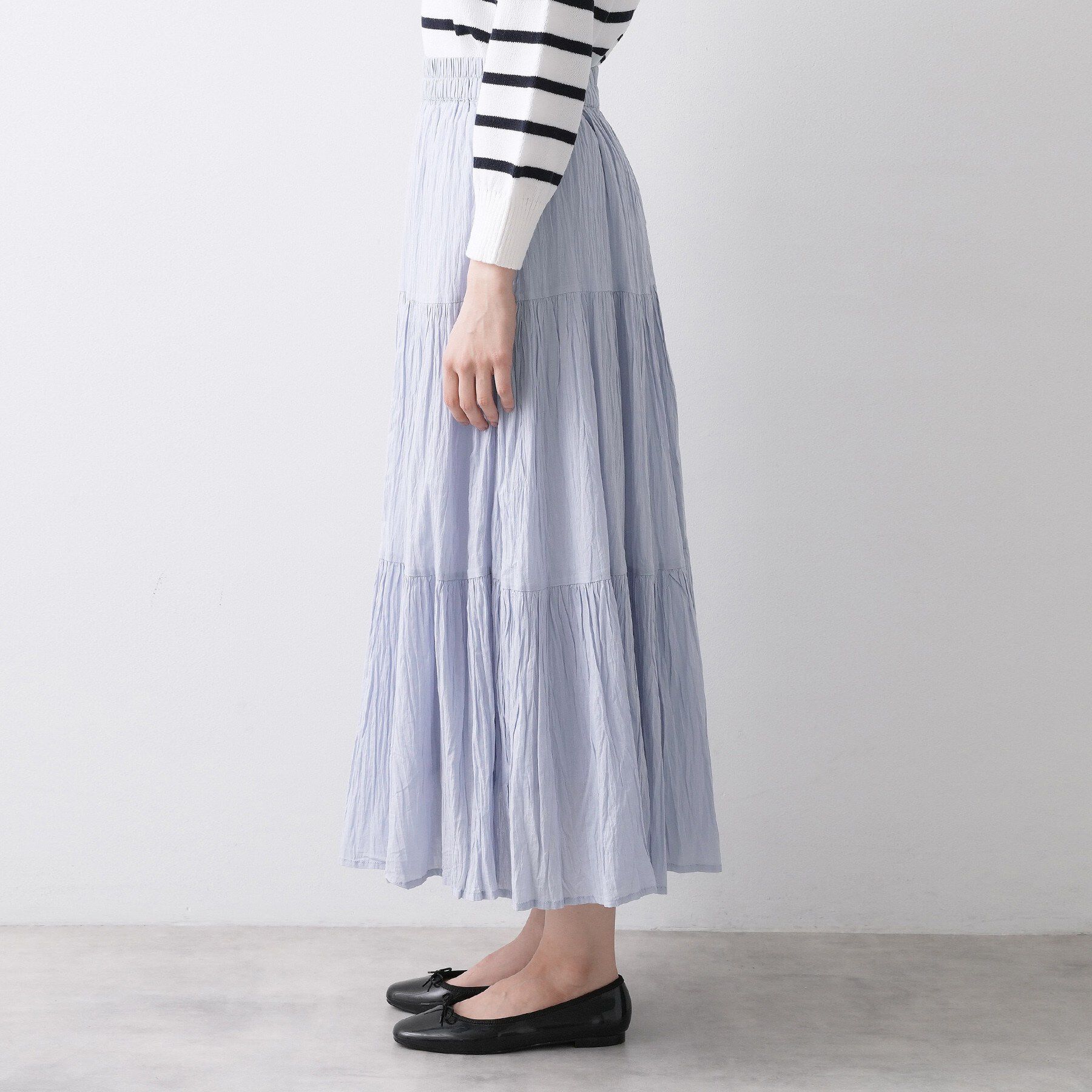 Dessin「【ウエストゴム/洗える】インドコットンティアードスカート」|スカート|