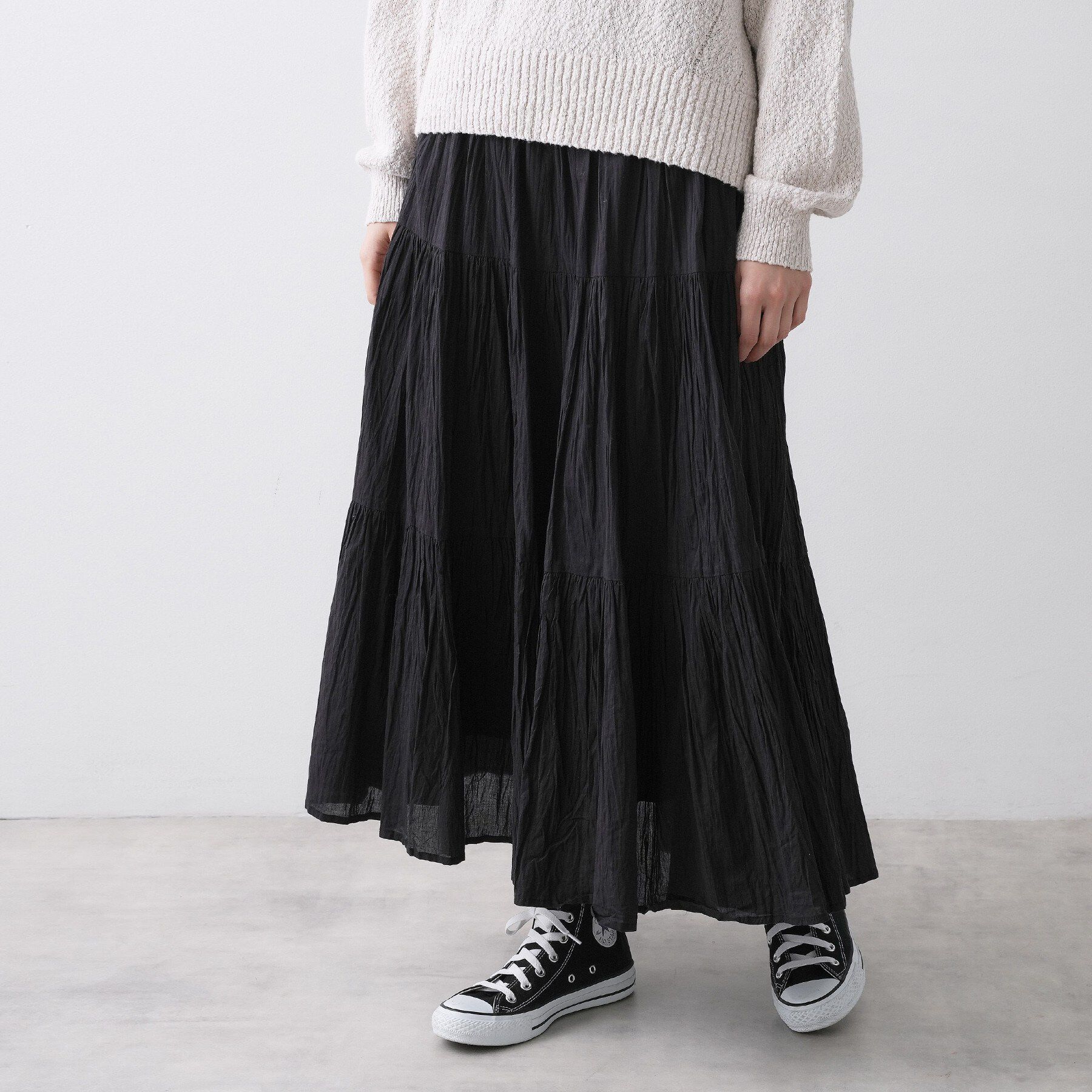 Dessin「【ウエストゴム/洗える】インドコットンティアードスカート」|スカート|