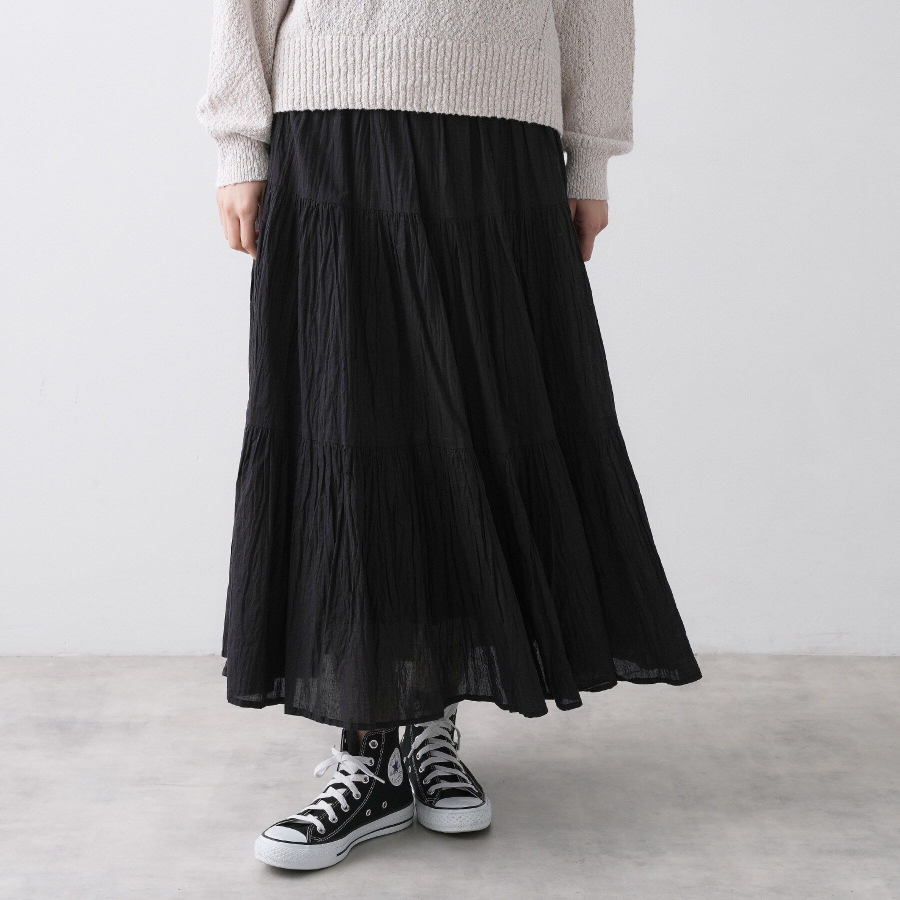 Dessin「【ウエストゴム/洗える】インドコットンティアードスカート」|スカート|