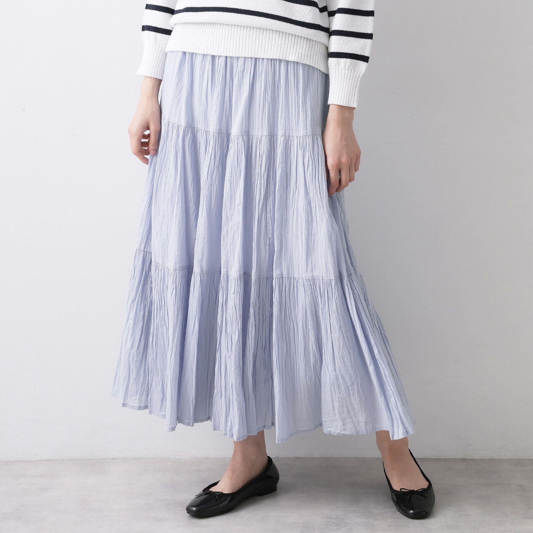 Dessin「【ウエストゴム/洗える】インドコットンティアードスカート」|スカート|