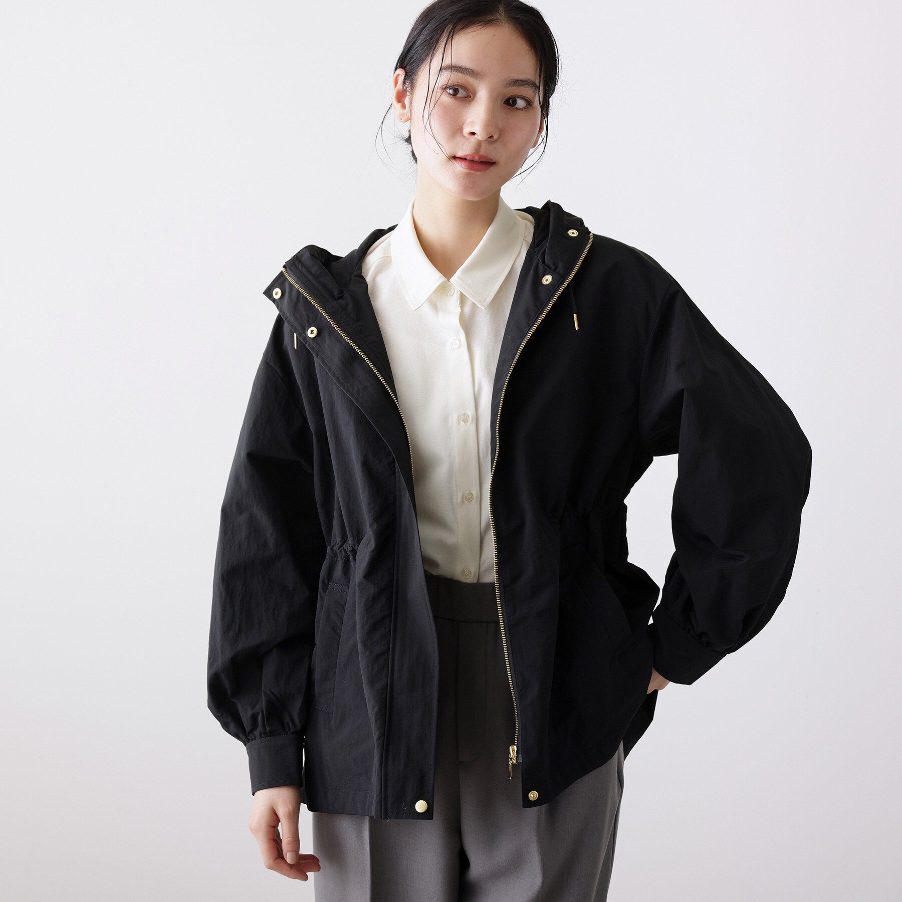 Dessin「【撥水・洗える】フーデッドライトブルゾン」|ブルゾン・スタジャン|