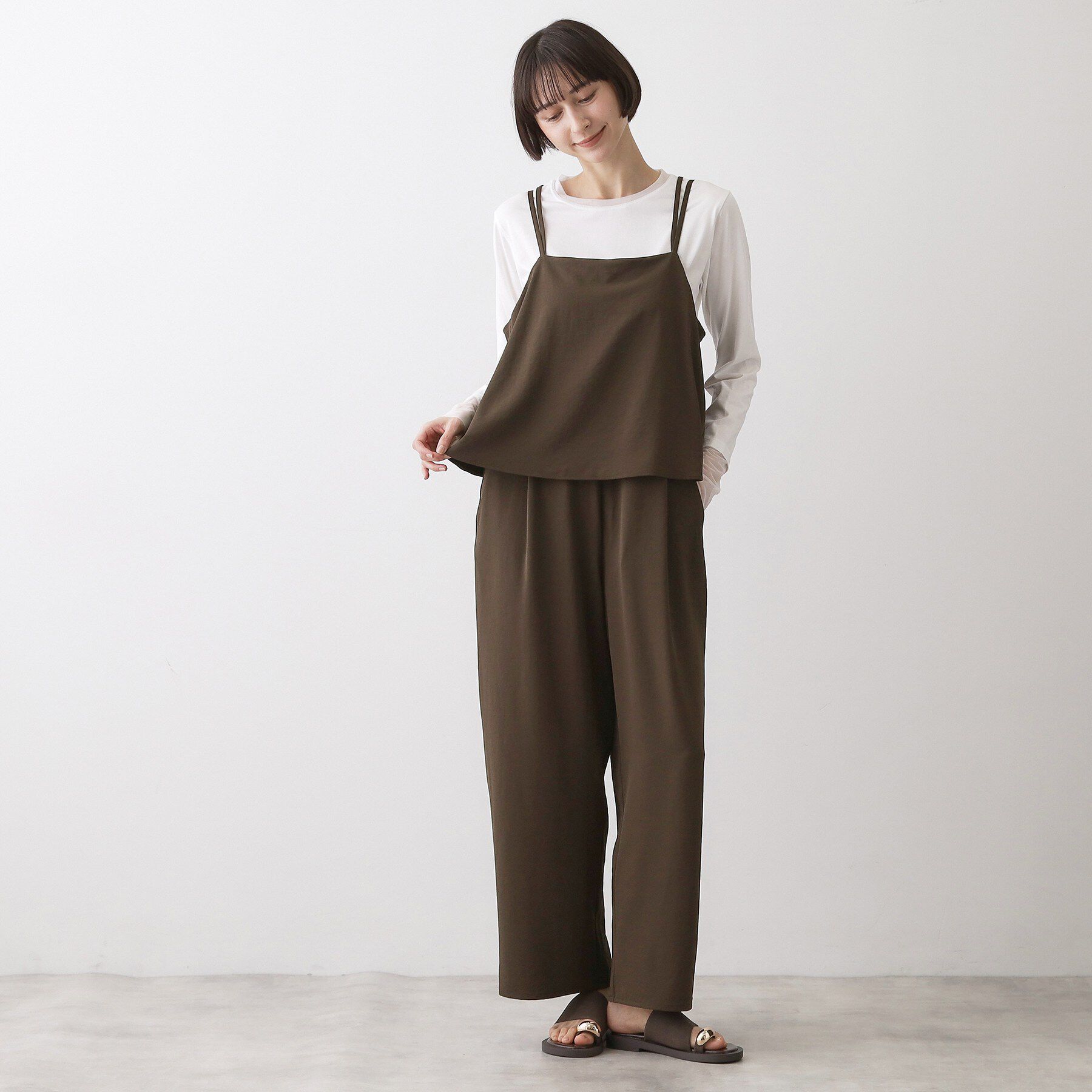 Dessin「【吸汗速乾/洗える】リラクシーキャミサロペット」|オールインワン|