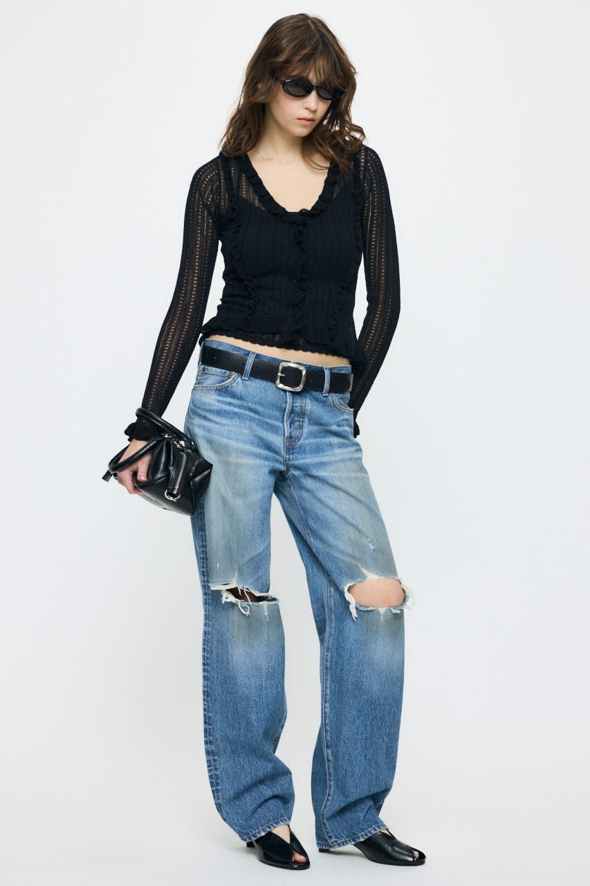 MOUSSY「POINTELLE RUFFLE カーディガン＆キャミソール」|ニット・セーター|