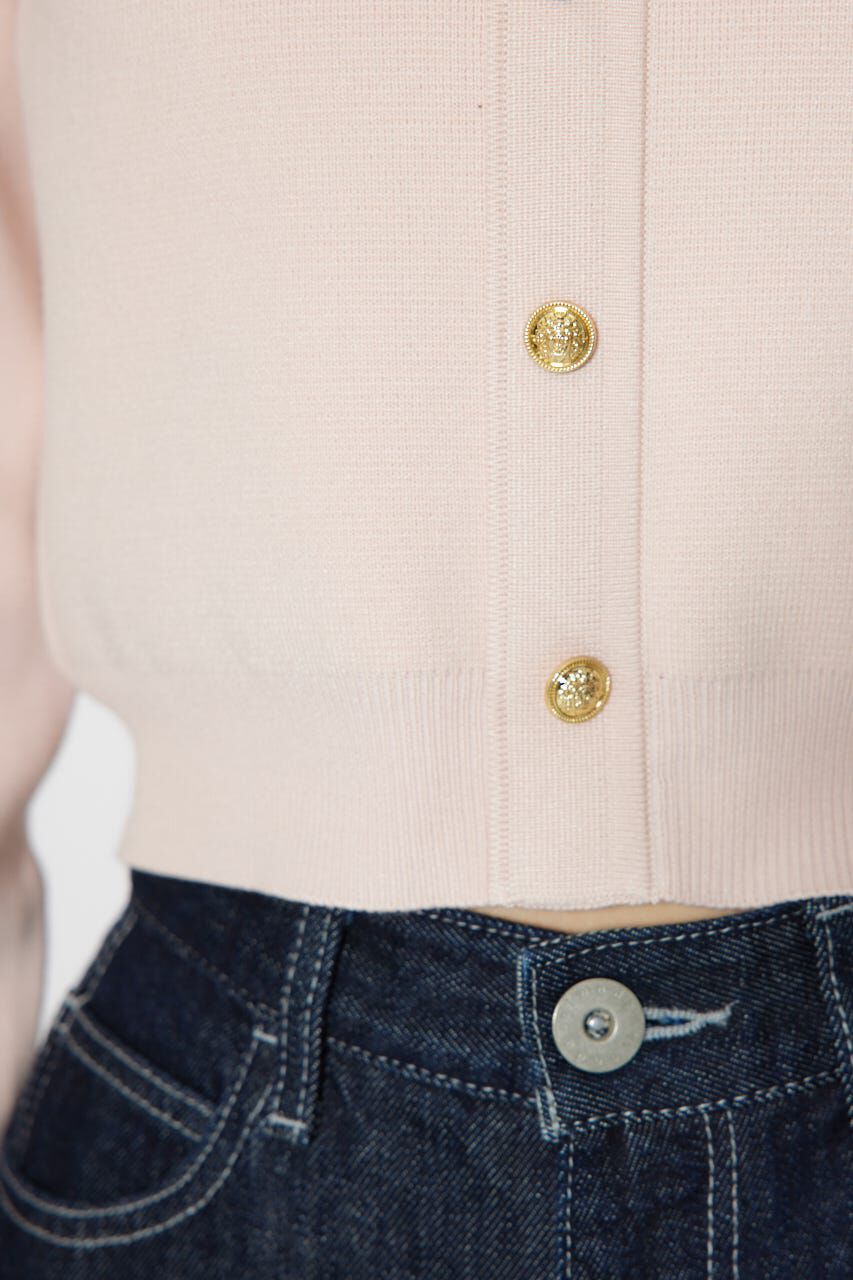 rienda「ゴールドボタンロングスリーブニットトップス」|ニット・セーター|