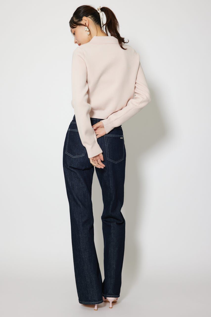 rienda「ゴールドボタンロングスリーブニットトップス」|ニット・セーター|