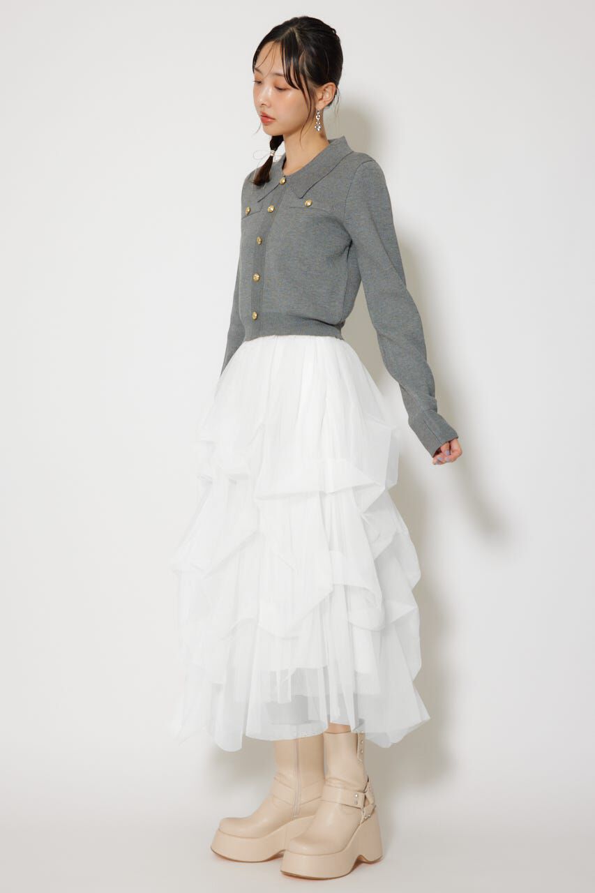 rienda「ゴールドボタンロングスリーブニットトップス」|ニット・セーター|